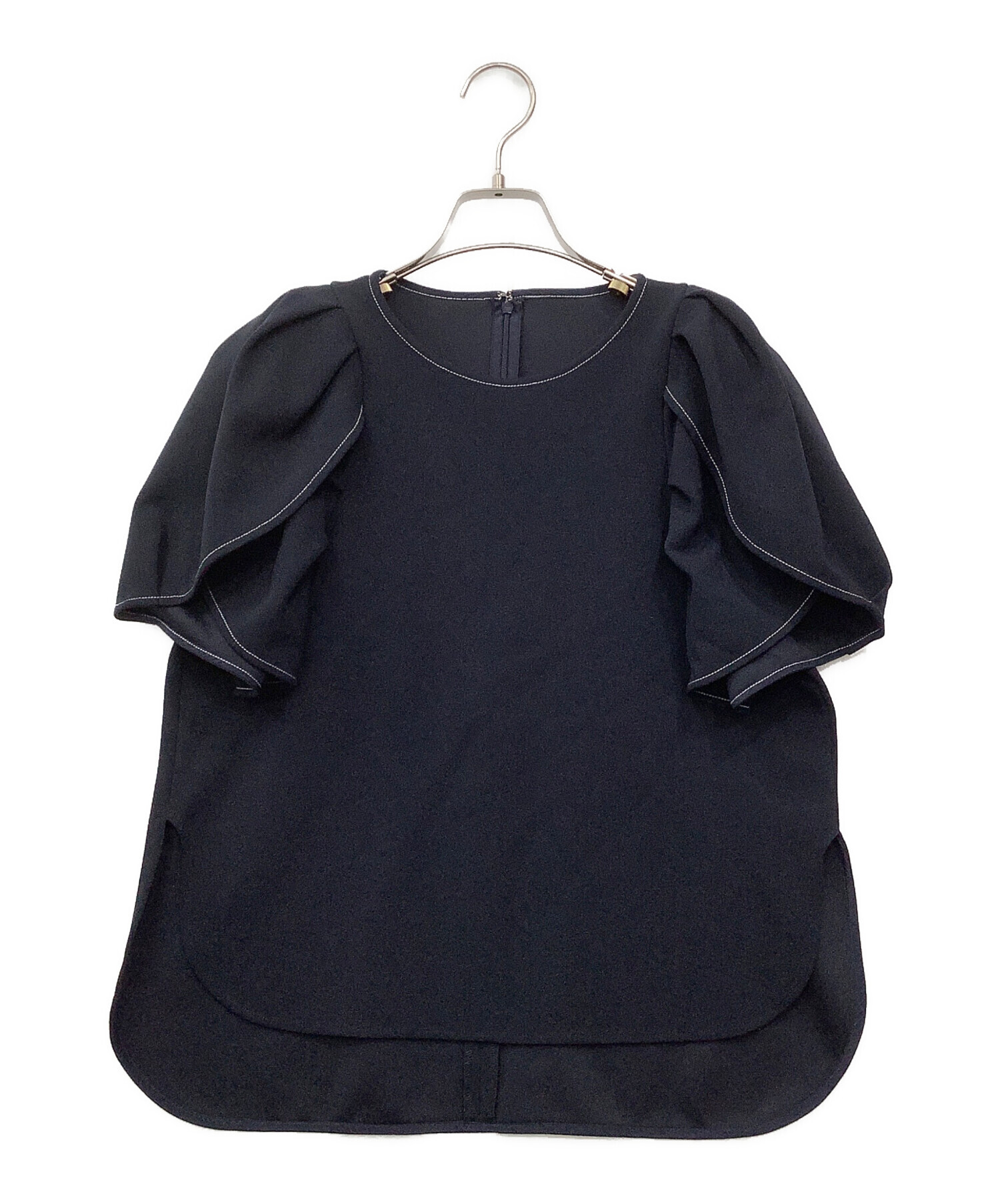 中古・古着通販】ELLIE (エリー) ジョーゼットハーフスリーブ ネイビー