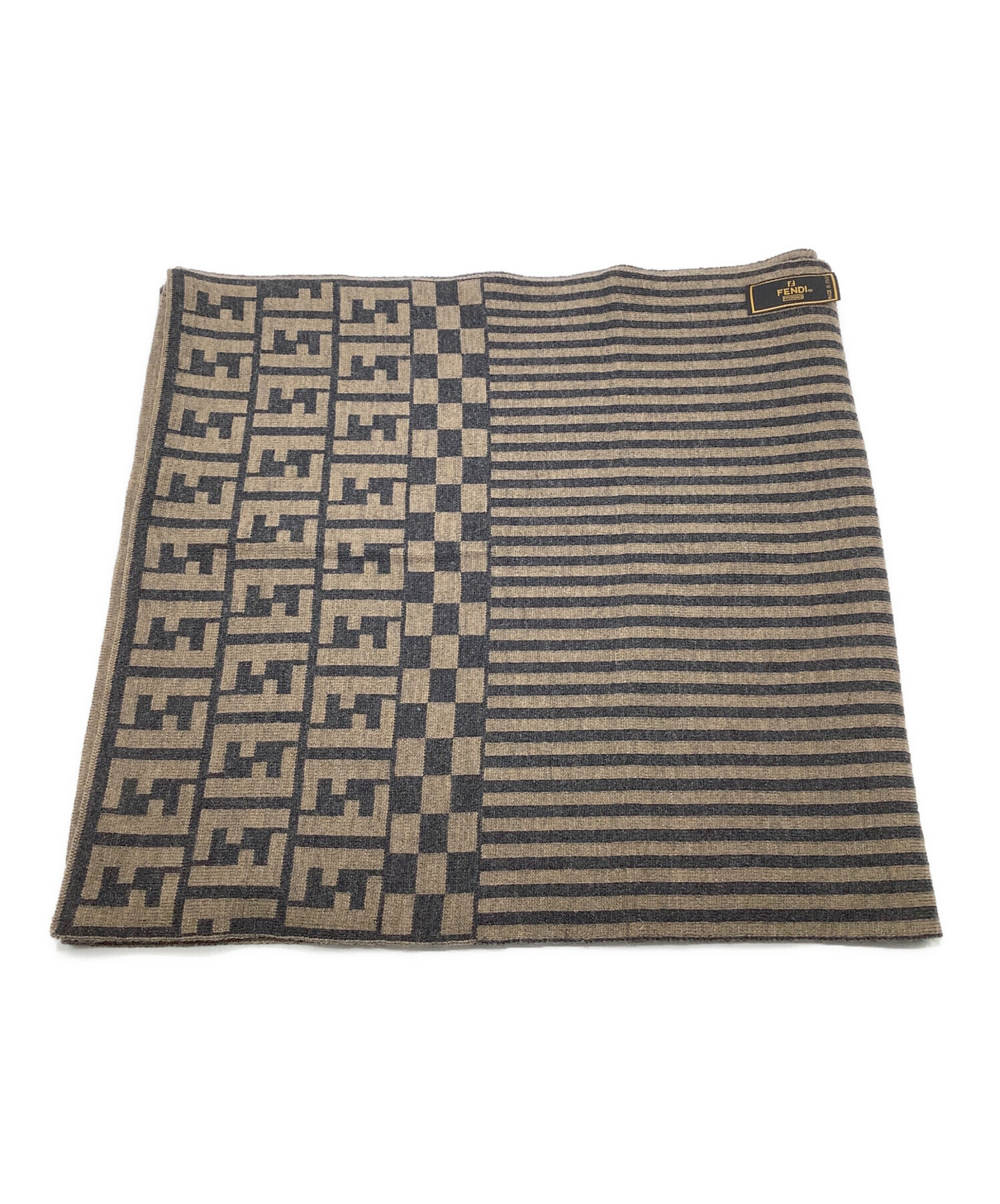 中古・古着通販】FENDI (フェンディ) マフラー ズッカ柄ストライプ