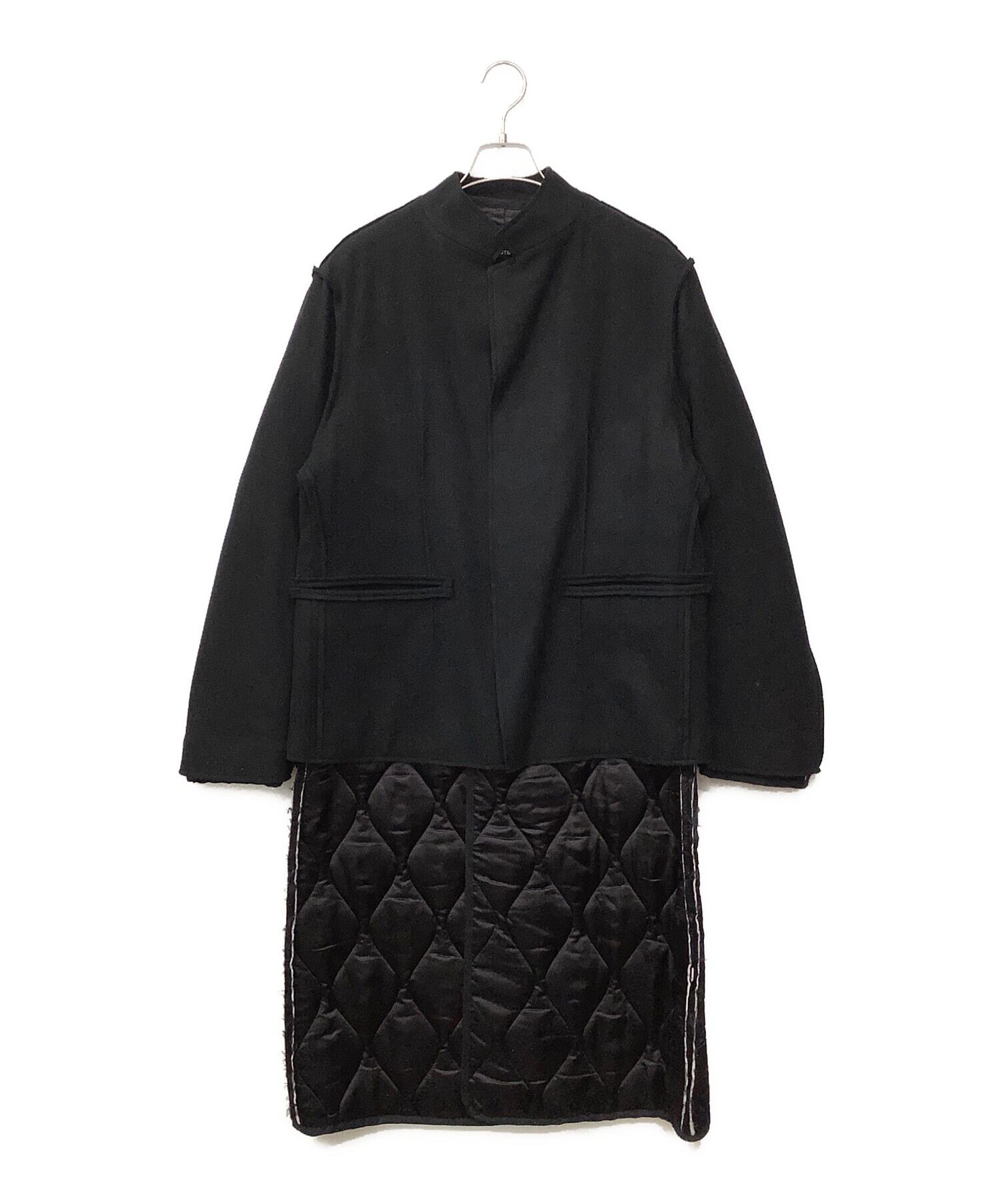 ALMOSTBLACK オールモストブラック　ノーカラーレイヤードコート 中古・古着通販】ALMOSTBLACK (オールモストブラック) ノーカラー