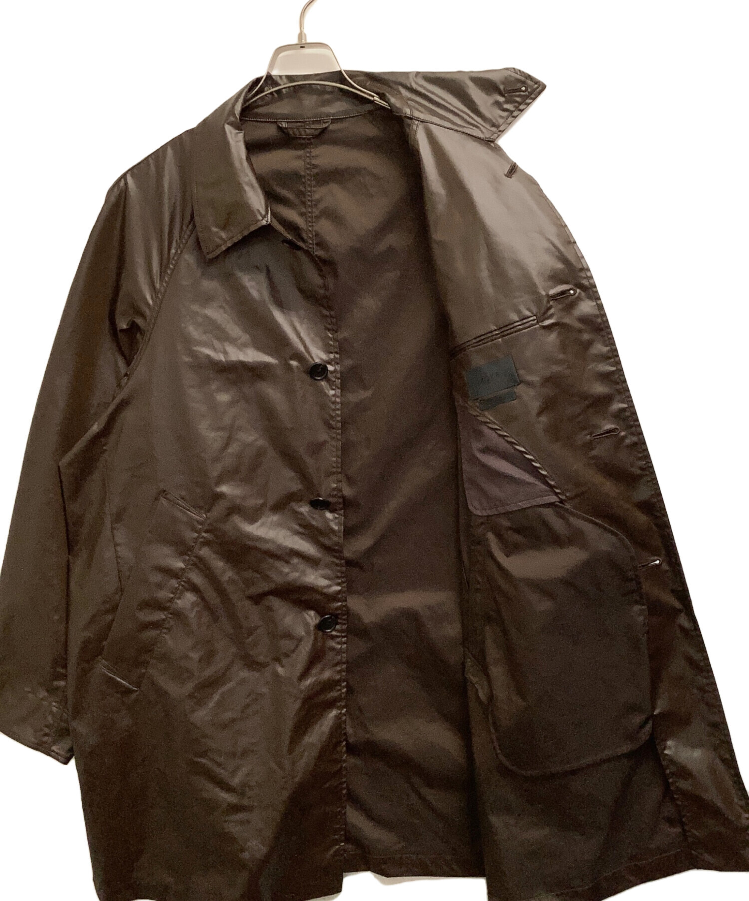 中古・古着通販】YOKE (ヨーク) LEATHER LIKE CAR COAT ブラウン