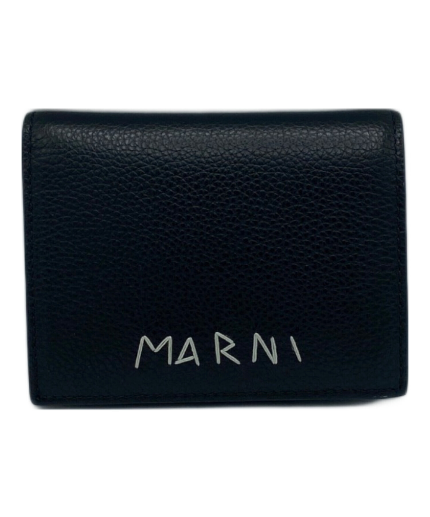 中古・古着通販】MARNI (マルニ) ロゴ刺繍2つ折り財布 ブラック