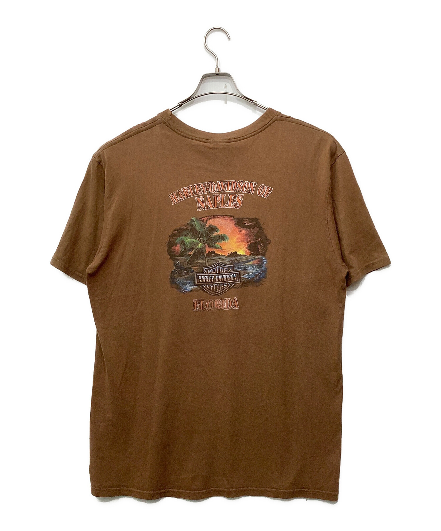 ハーレーダビッドソン　バッファロー　スカル　ロンT tシャツ ブラウン　L 中古・古着通販】HARLEY-DAVIDSON (ハーレーダビッドソン) プリントT