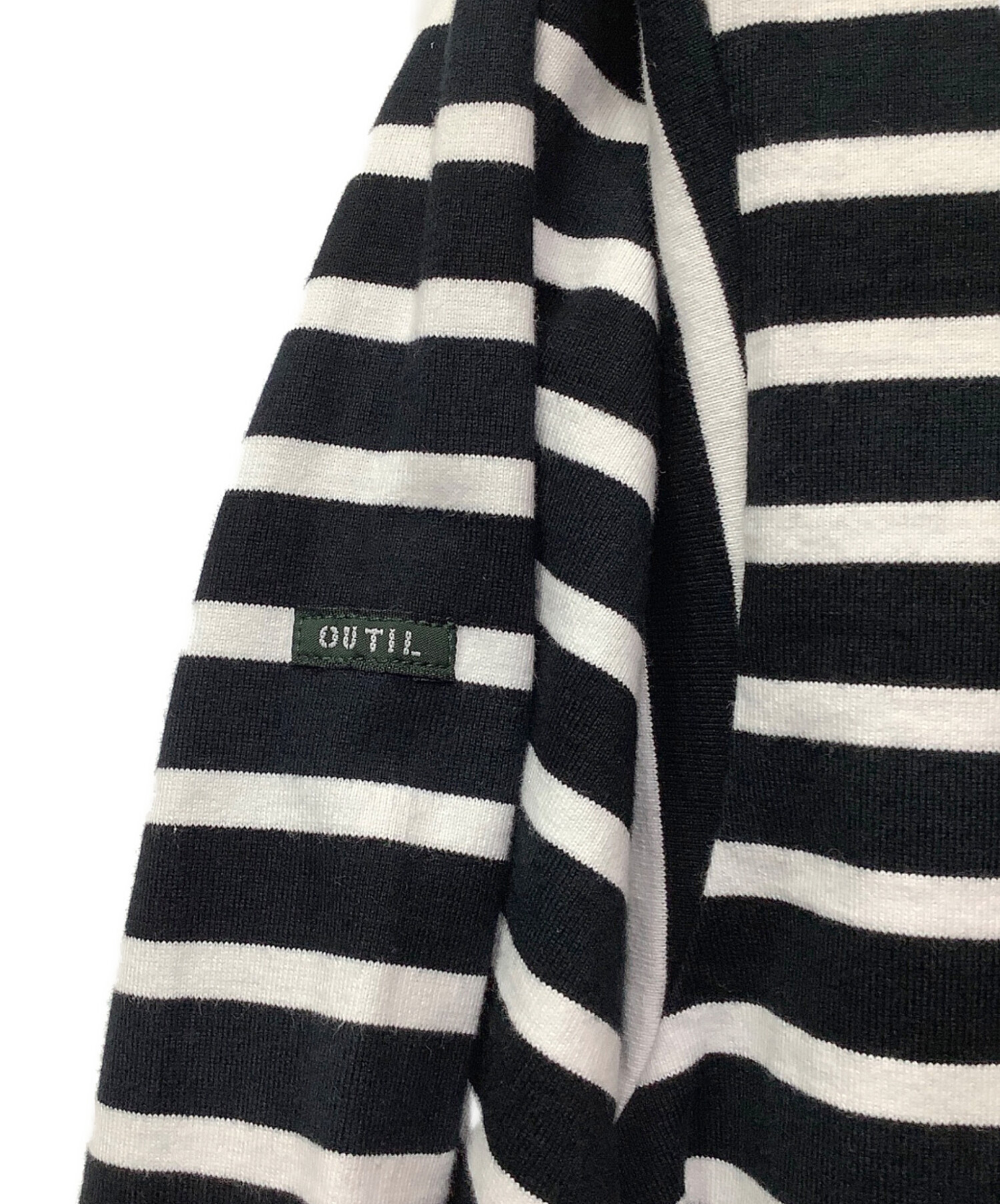 中古・古着通販】OUTIL (ウティ) 長袖カットソー ブラック×ホワイト 