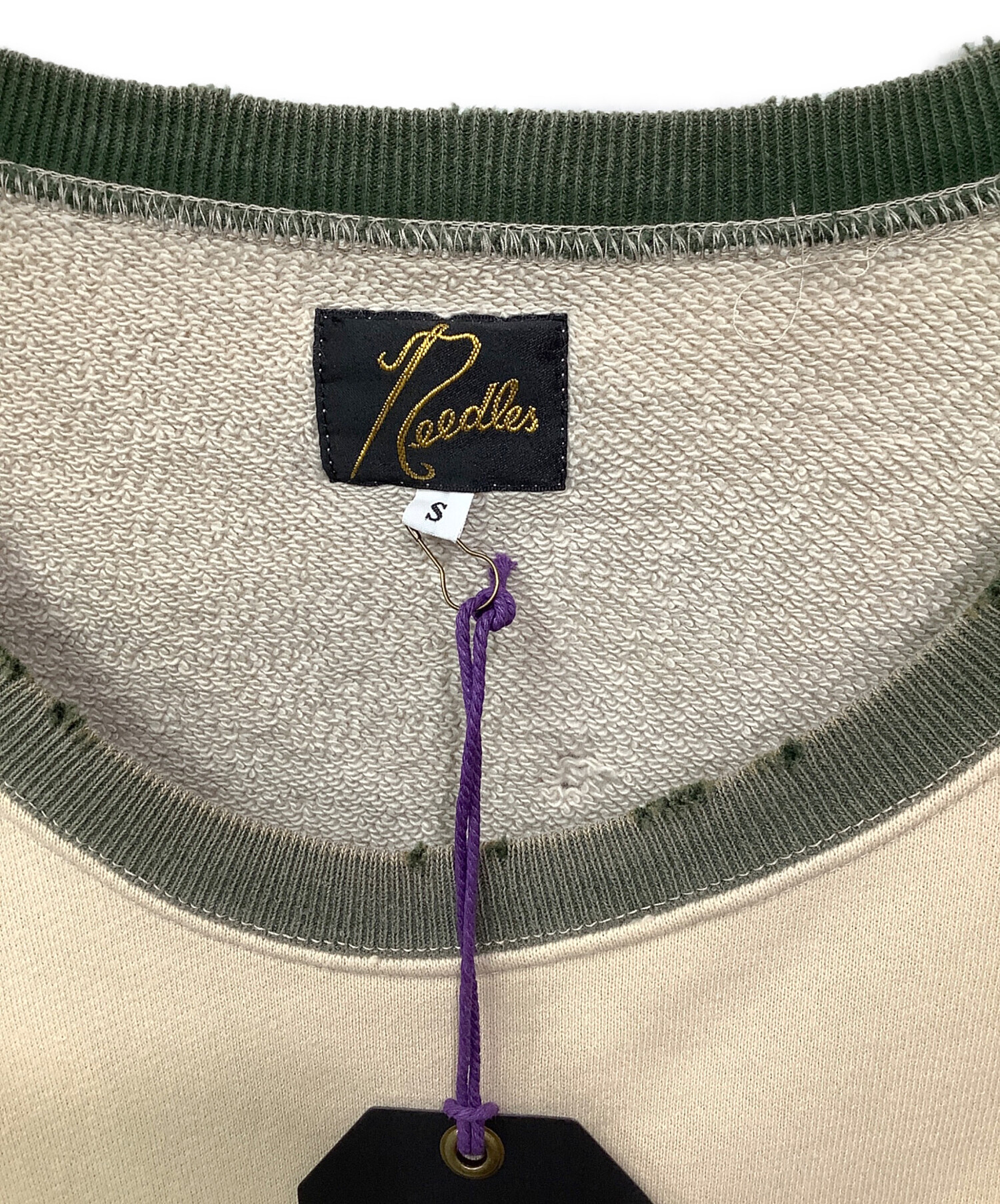中古・古着通販】Needles (ニードルズ) スウェット ベージュ×グリーン