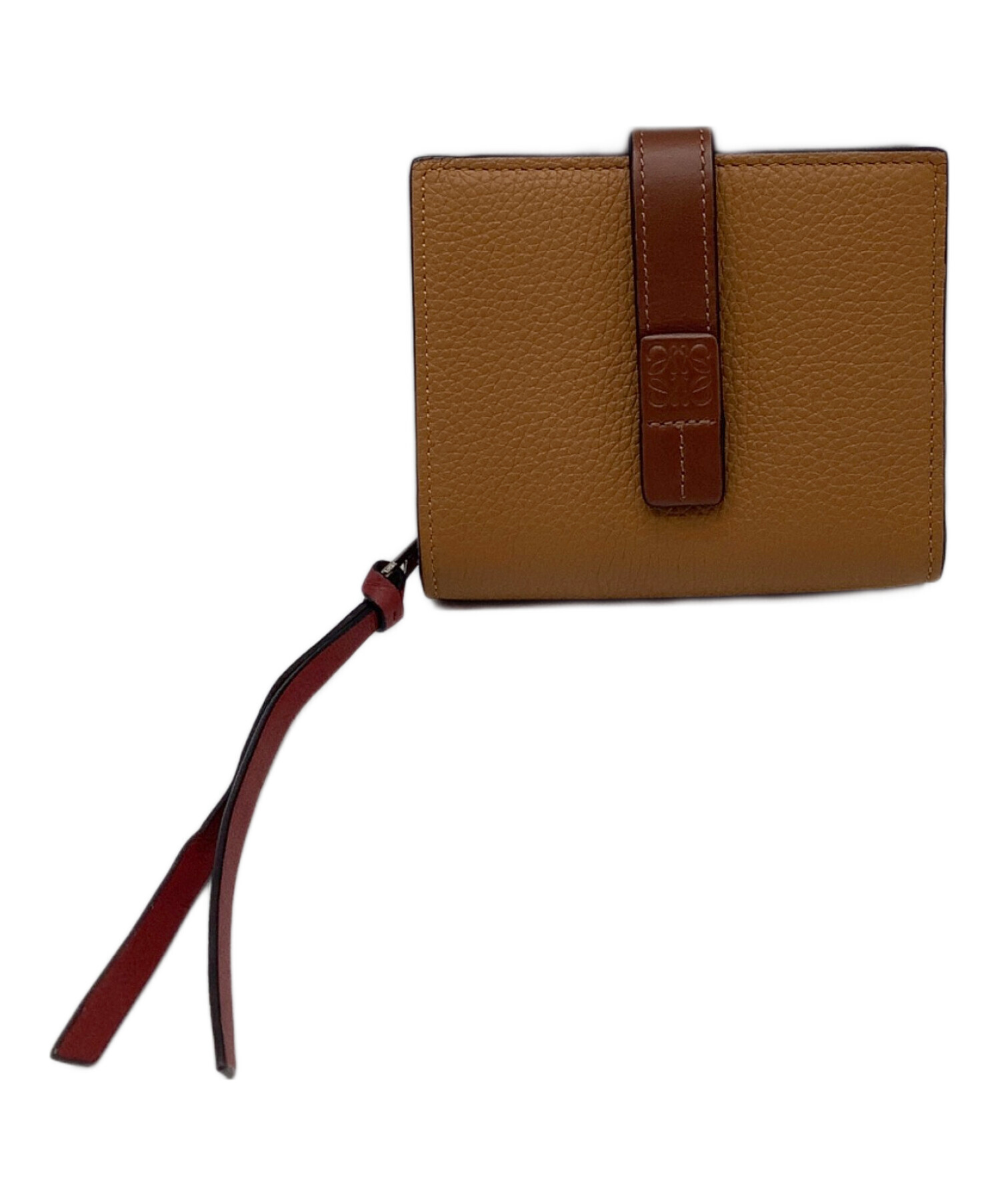 中古・古着通販】LOEWE (ロエベ) Compact Zip Wallet ブラウン×レッド 