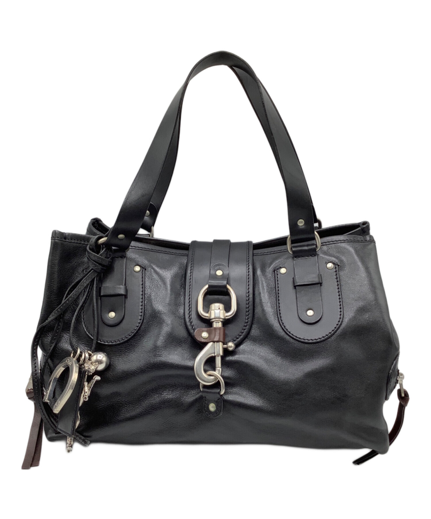 中古・古着通販】Chloe (クロエ) レザーハンドバッグ ブラック 