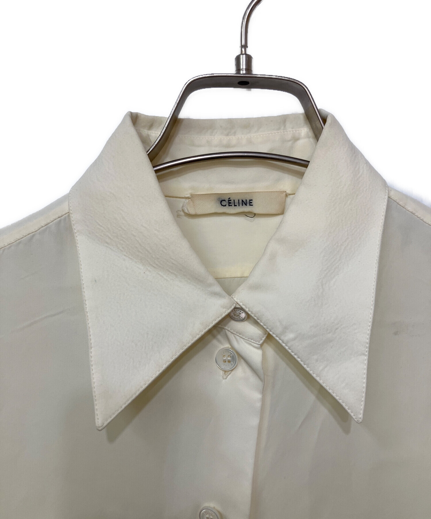 CELINE セリーヌ ドレスシャツ XS 白 【古着】【中古】【送料無料】 CELINE - CELINE セリーヌ ドレスシャツ XS 白 【古着】【中古】【送料