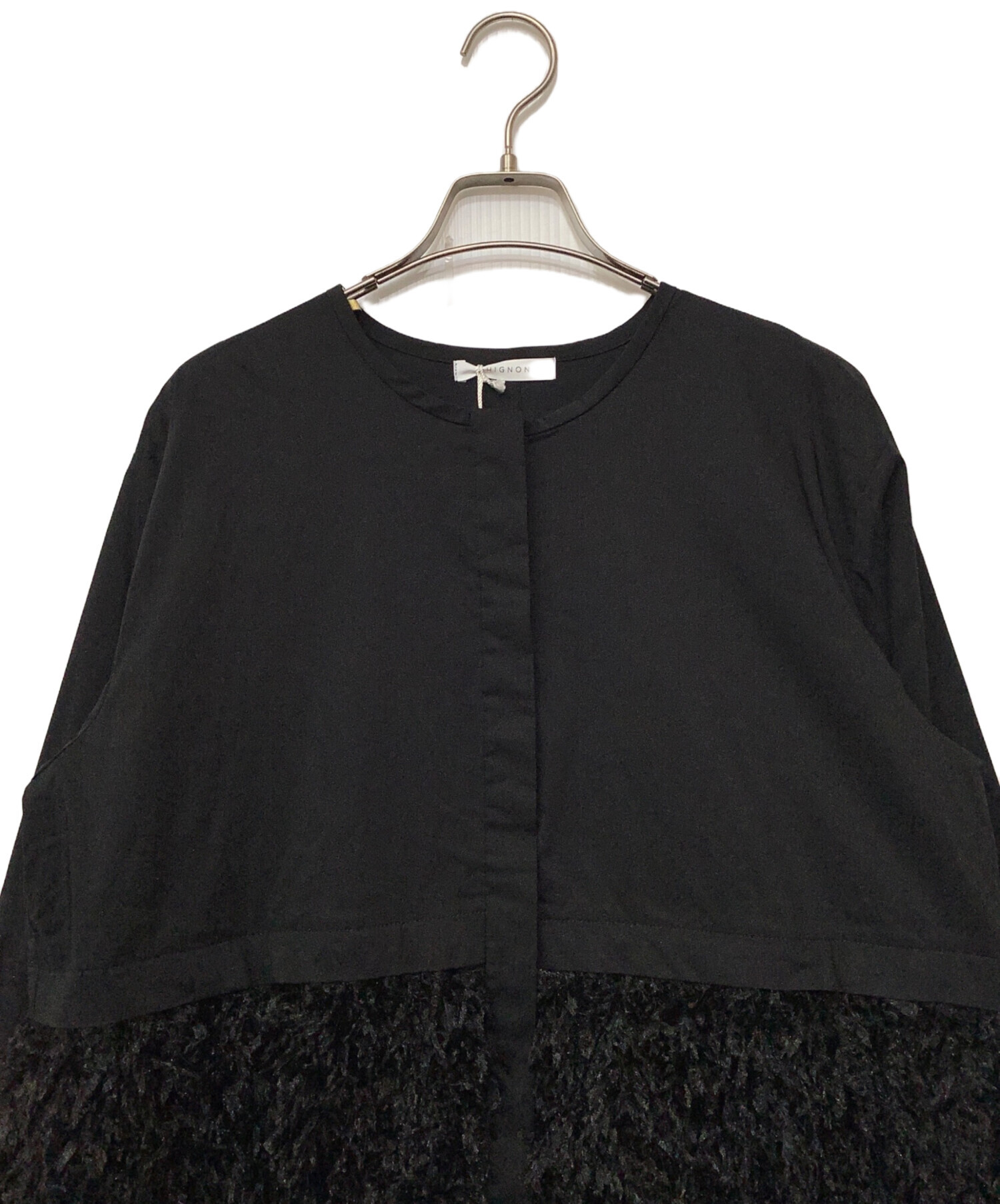 中古・古着通販】chignon (シニヨン) フェザーフリンジ切替シャツ 
