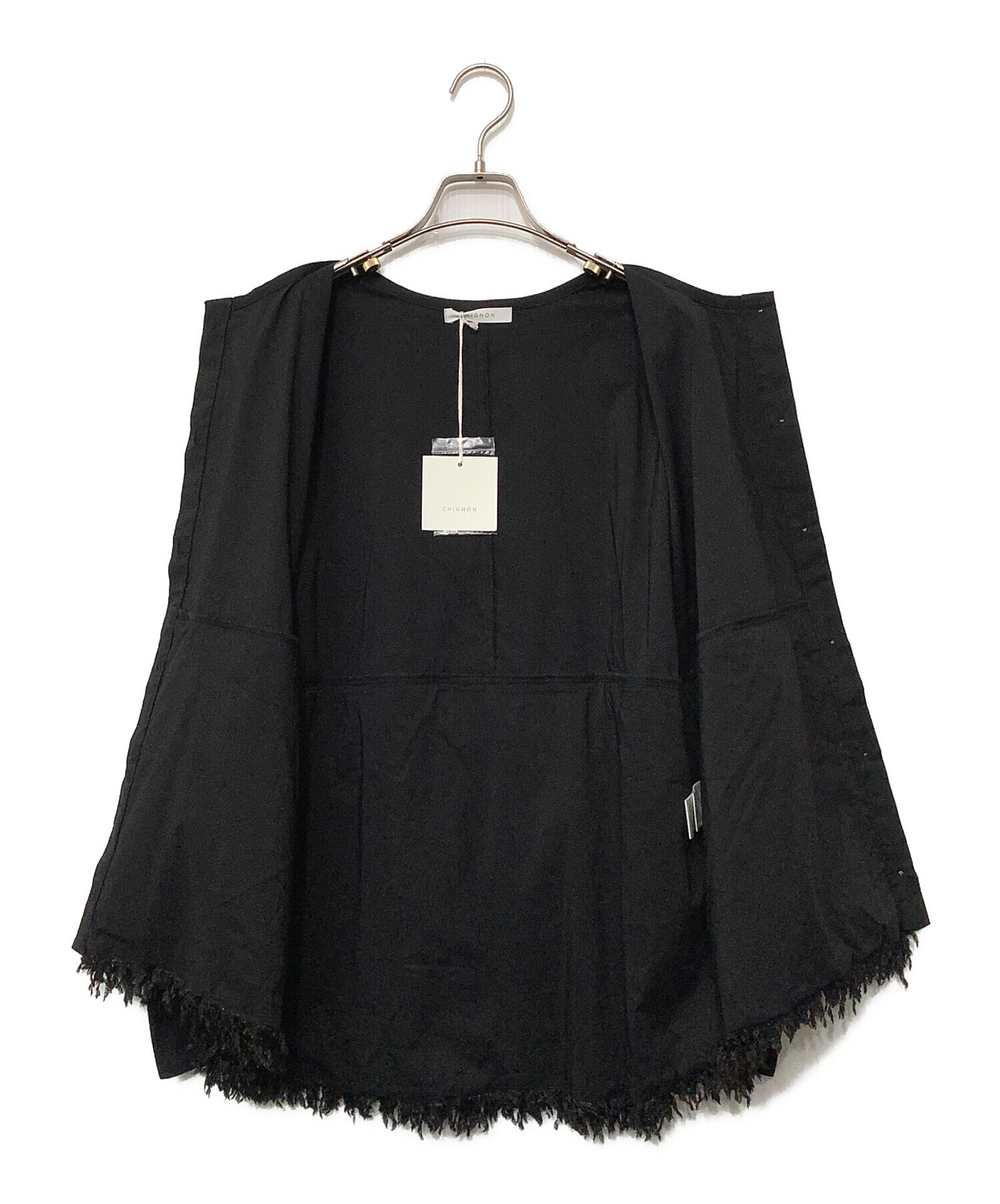 中古・古着通販】chignon (シニヨン) フェザーフリンジ切替シャツ 