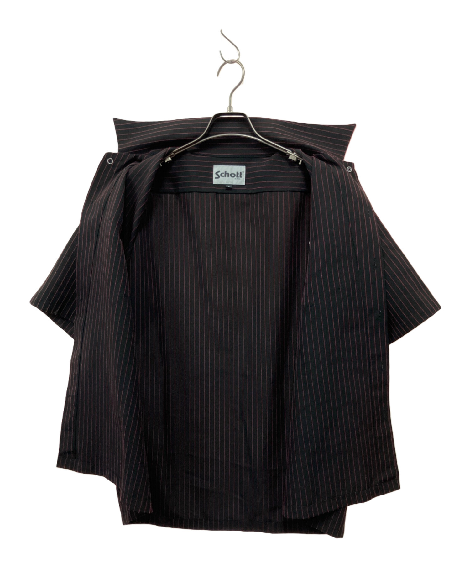 中古・古着通販】Schott (ショット) 半袖シャツ ブラック×レッド