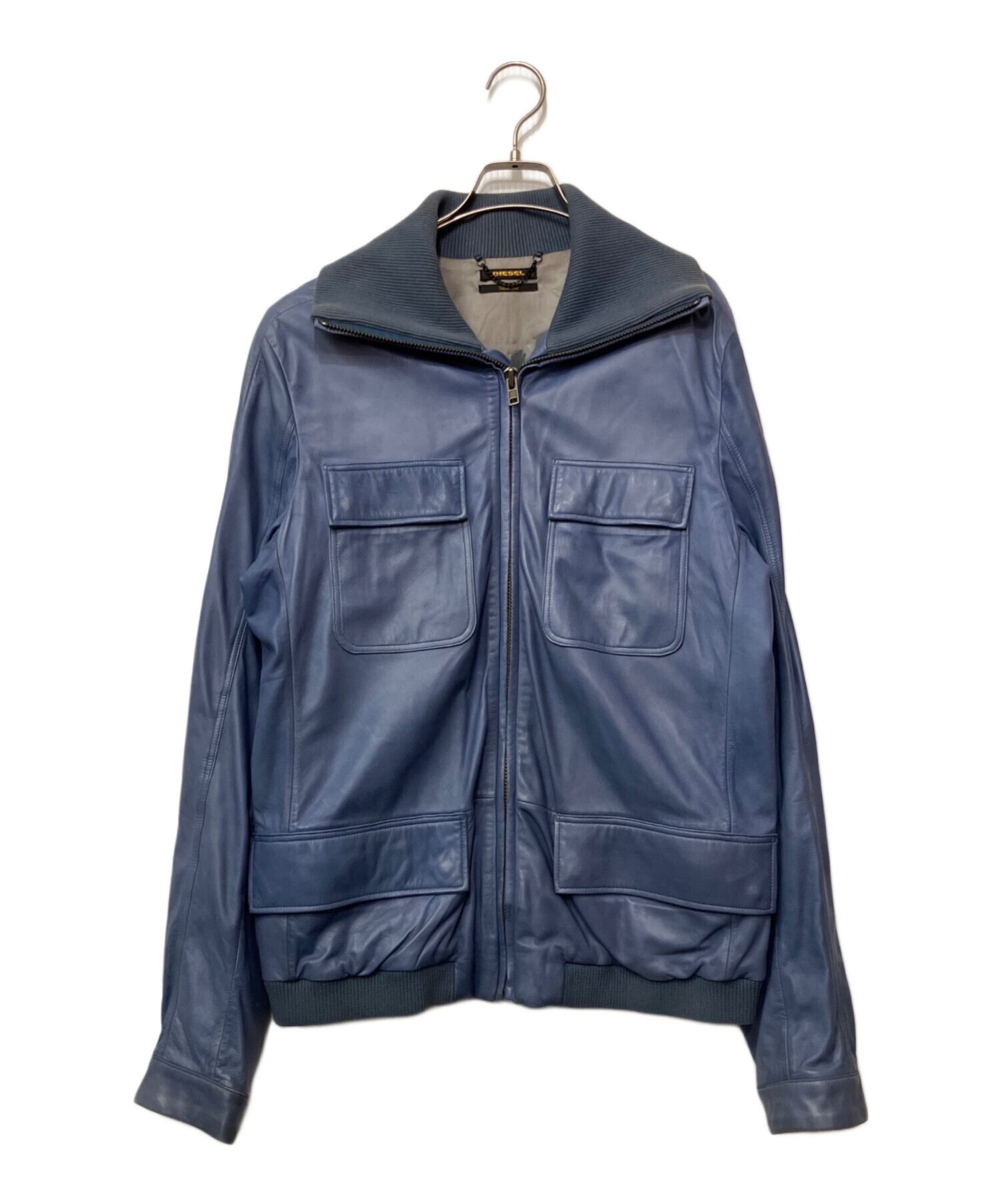 中古・古着通販】DIESEL (ディーゼル) レザージャケット ブルー サイズ 