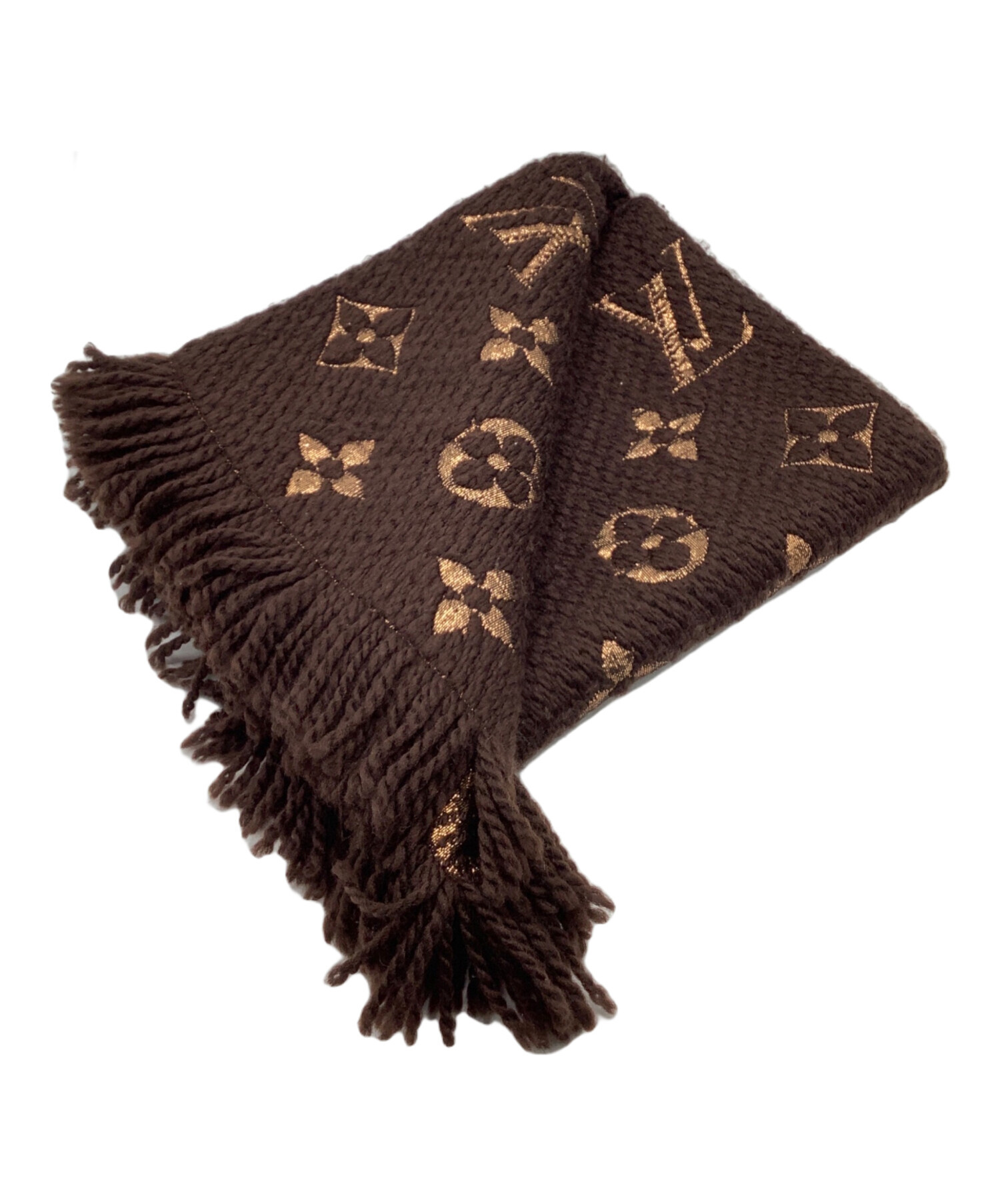 Louis Vuitton モノグラムマフラー ブラウンゴールド 中古・古着通販】LOUIS VUITTON (ルイ ヴィトン) モノグラム