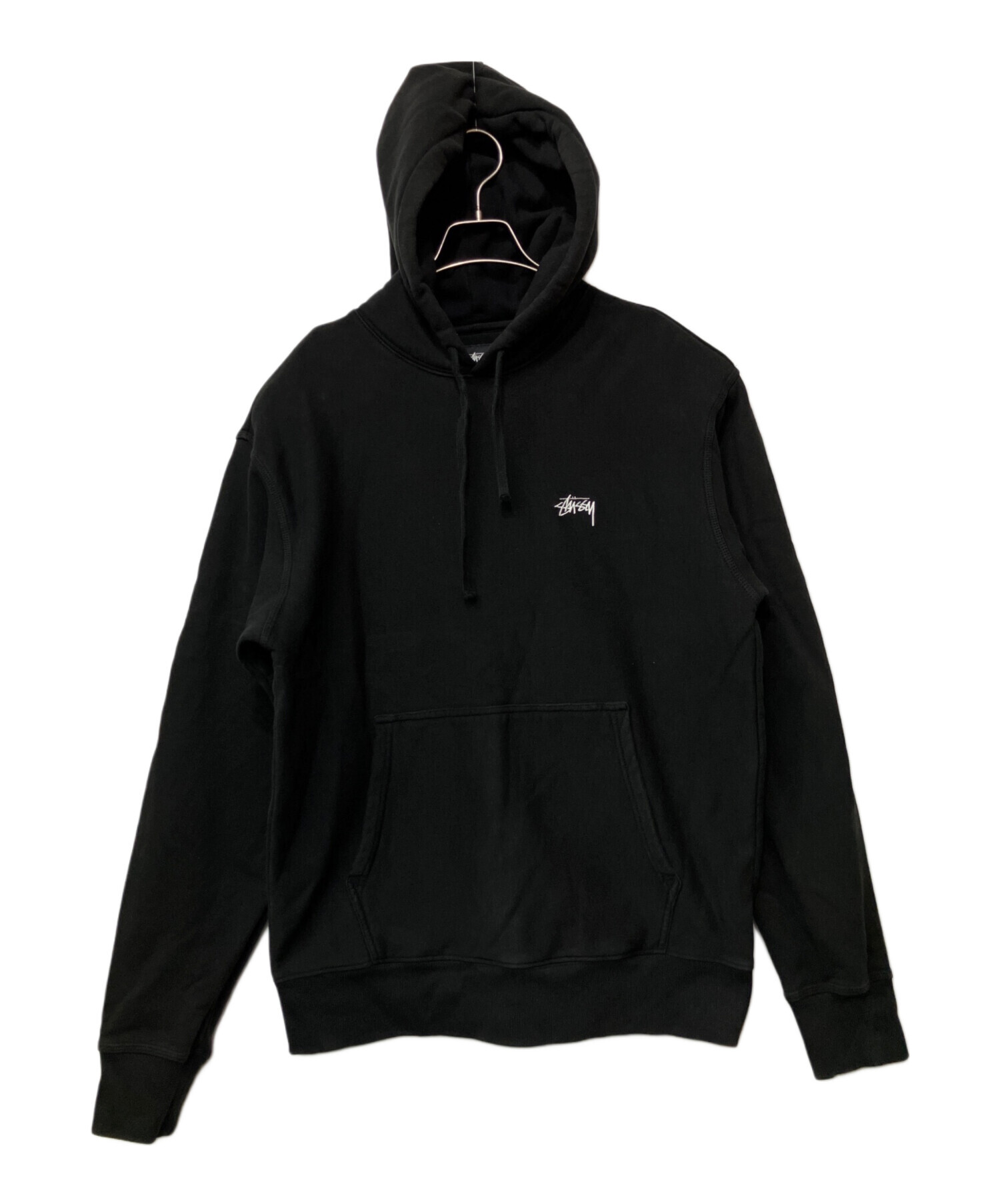 Stussy プルオーバーパーカー Mサイズ ブラック 中古・古着通販】stussy (ステューシー) プルオーバーパーカー