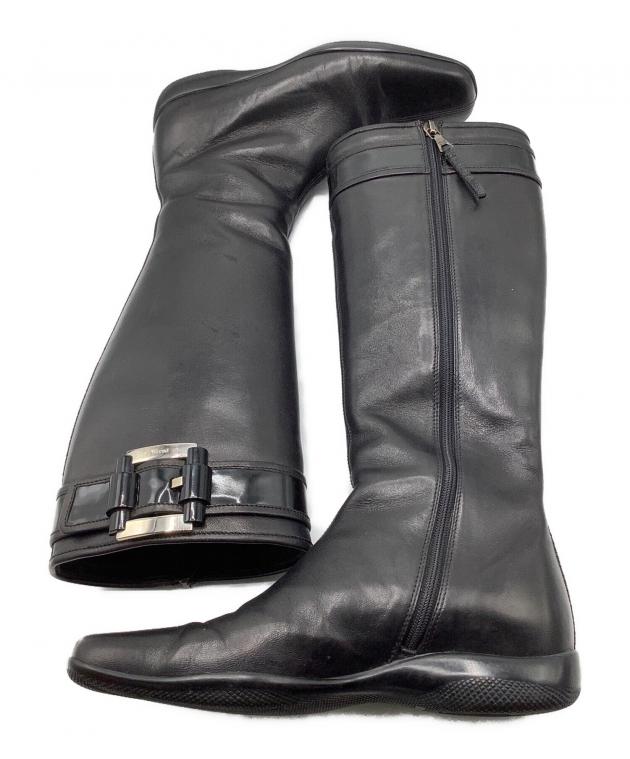 中古・古着通販】PRADA (プラダ) ロングブーツ ブラック サイズ:35