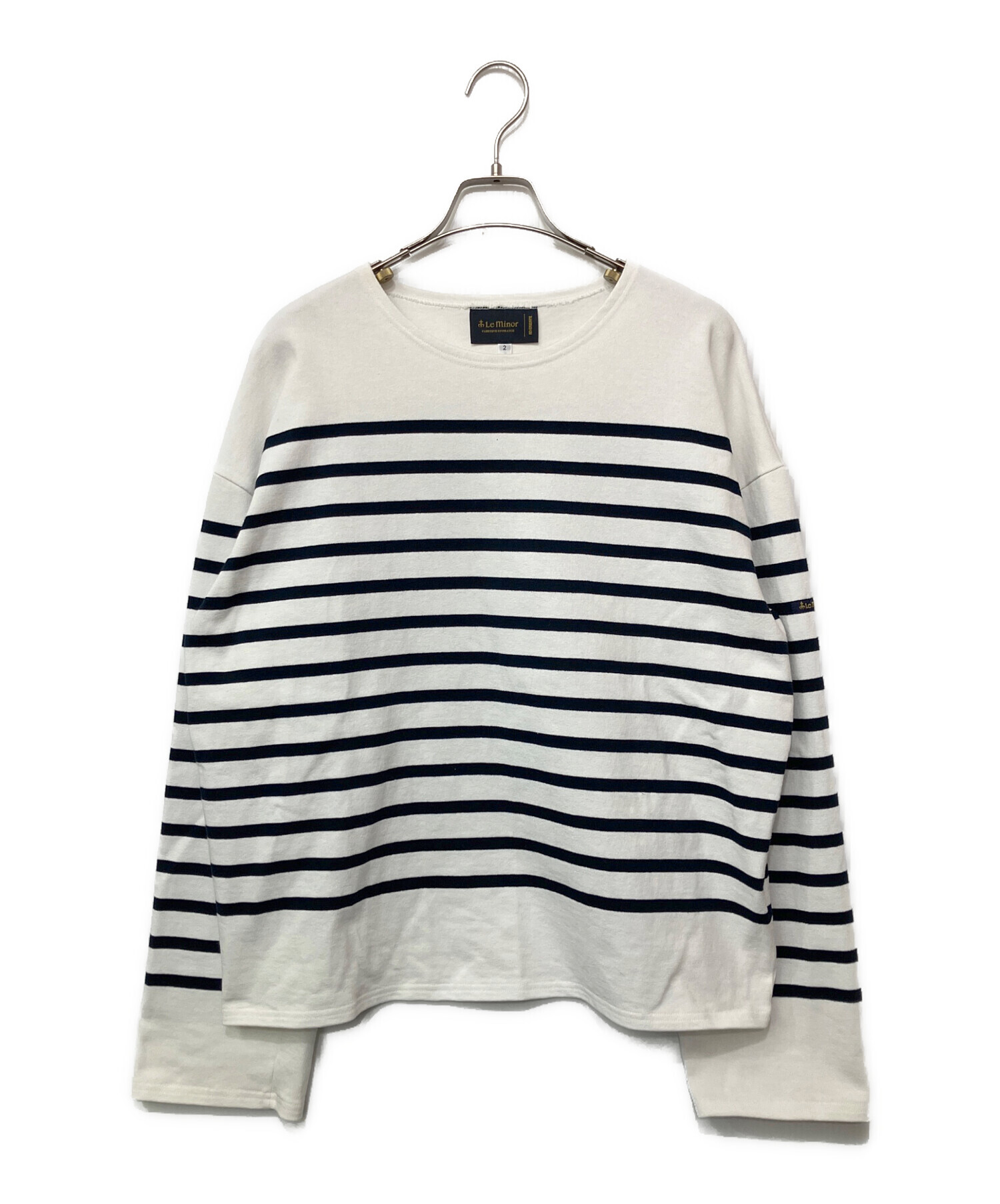 中古・古着通販】Le minor (ルミノア) バスクシャツ ホワイト×ブラック