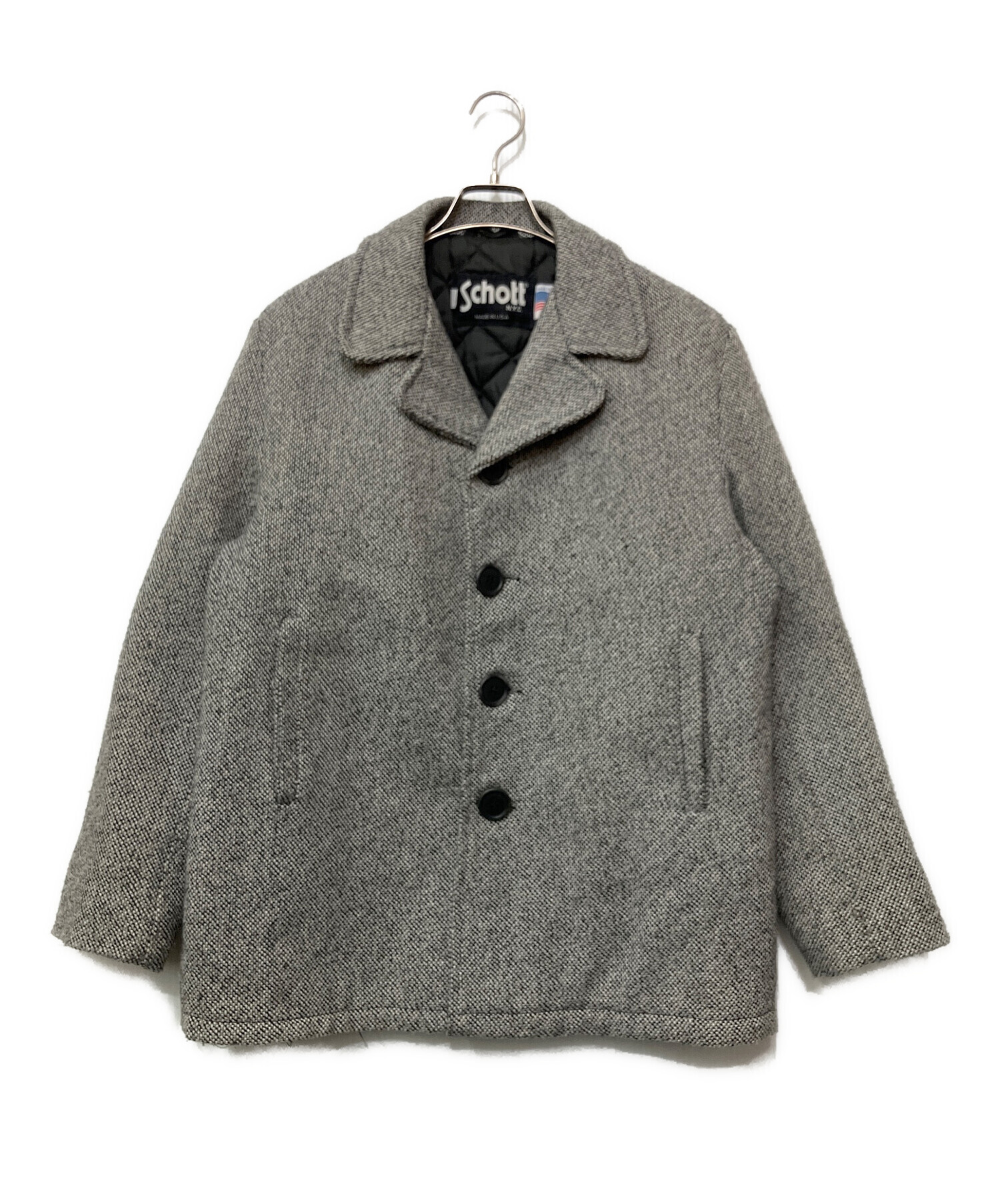 ショット　Pコート　グレー　38 中古・古着通販】Schott (ショット) Pコート グレー×ブラック サイズ:M