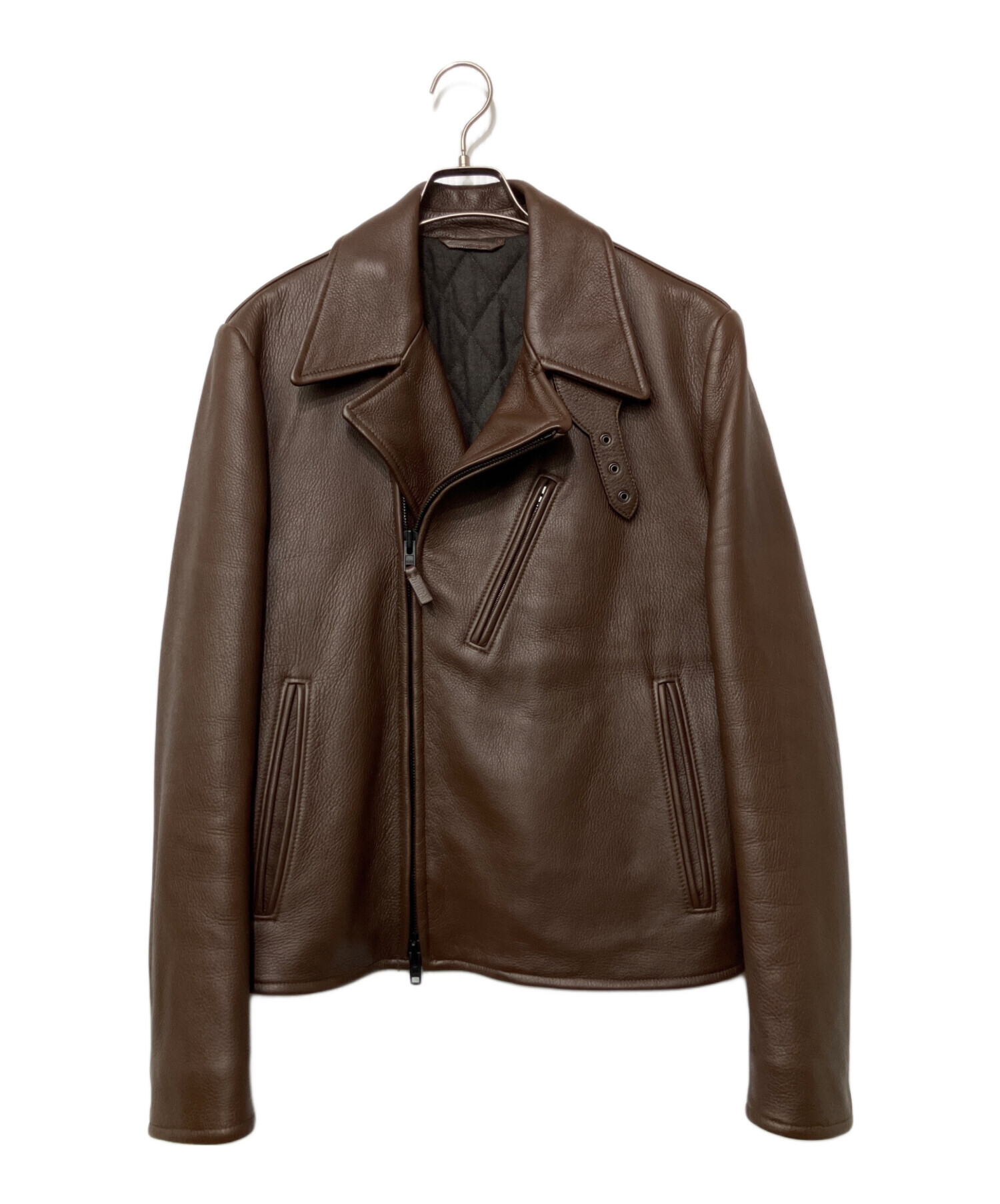 中古・古着通販】BRIONI (ブリオーニ) レザーブルゾン ブラウン サイズ