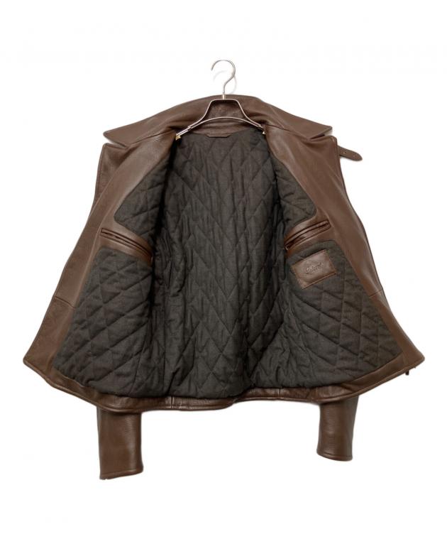 中古・古着通販】BRIONI (ブリオーニ) レザーブルゾン ブラウン サイズ