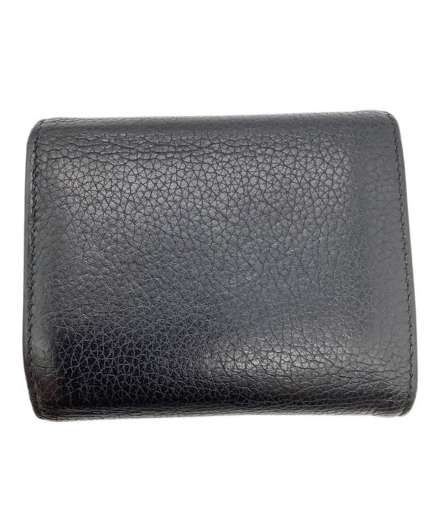 【CELINEセリーヌ】折財布ブラック×イエロー レザー ロゴ刻印 人気モデル 中古・古着通販】CELINE (セリーヌ) 3つ折り財布 ブラック×イエロー