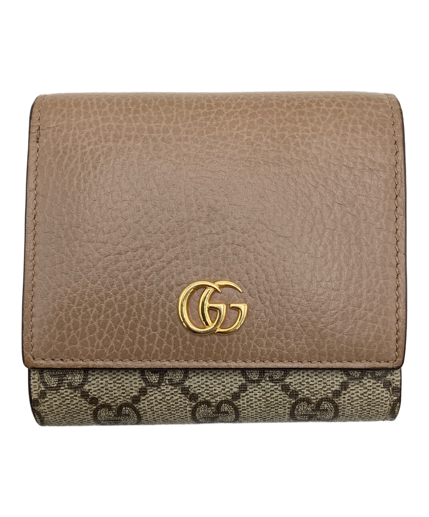 中古・古着通販】GUCCI (グッチ) GGマーモント 2つ折り財布 ベージュ