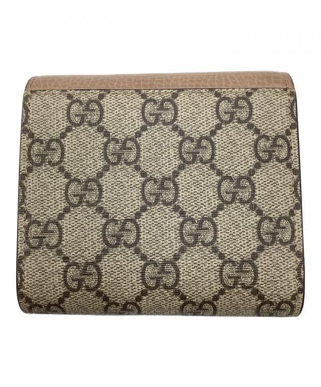 中古・古着通販】GUCCI (グッチ) GGマーモント 2つ折り財布 ベージュ