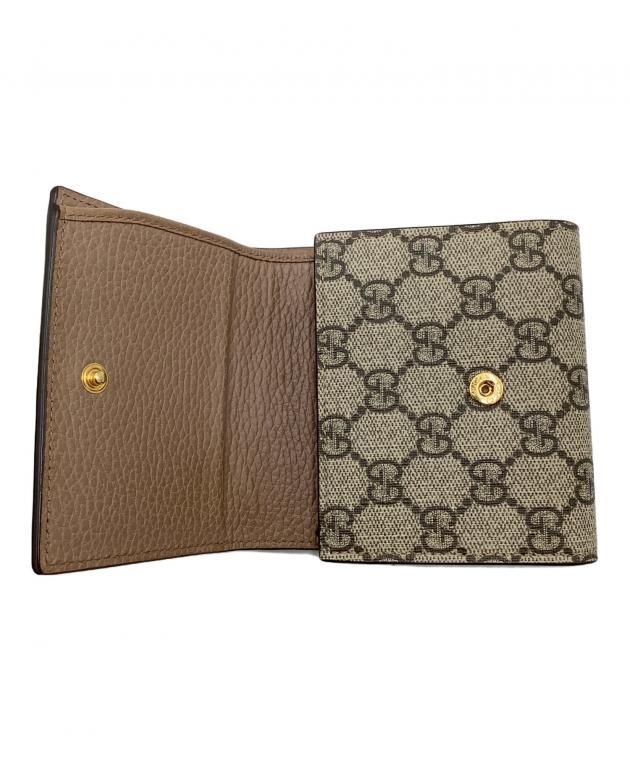 中古・古着通販】GUCCI (グッチ) GGマーモント 2つ折り財布 ベージュ