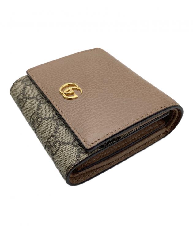 中古・古着通販】GUCCI (グッチ) GGマーモント 2つ折り財布 ベージュ