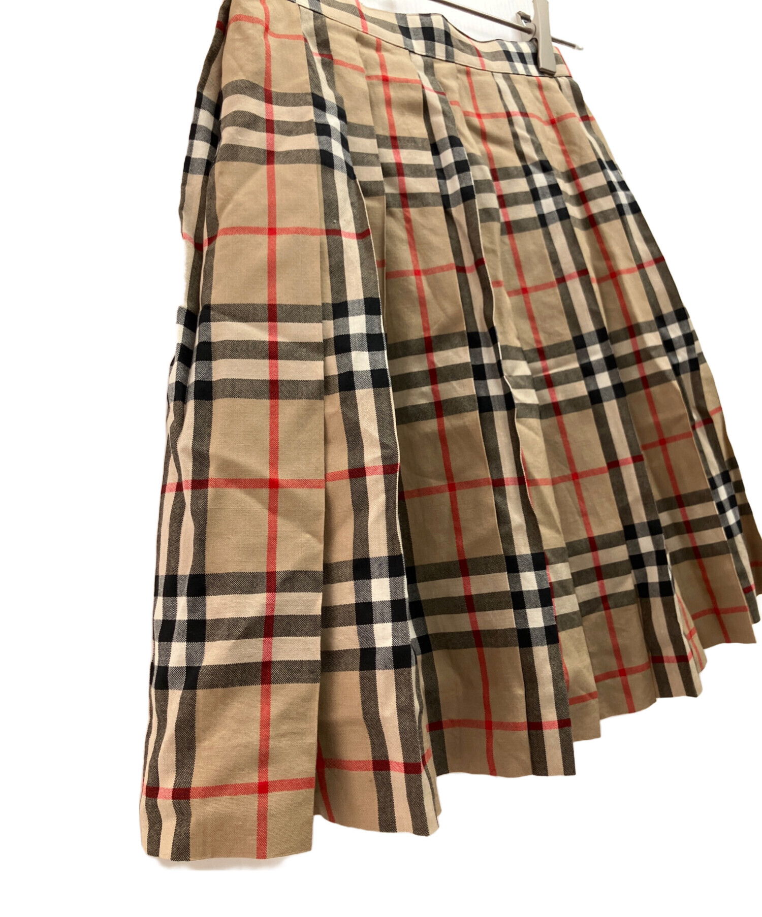 現行タグ Burberry スカートプリーツ フレアTBロゴ　べージュ 中古・古着通販】Burberry's (バーバリー) プリーツスカート ベージュ