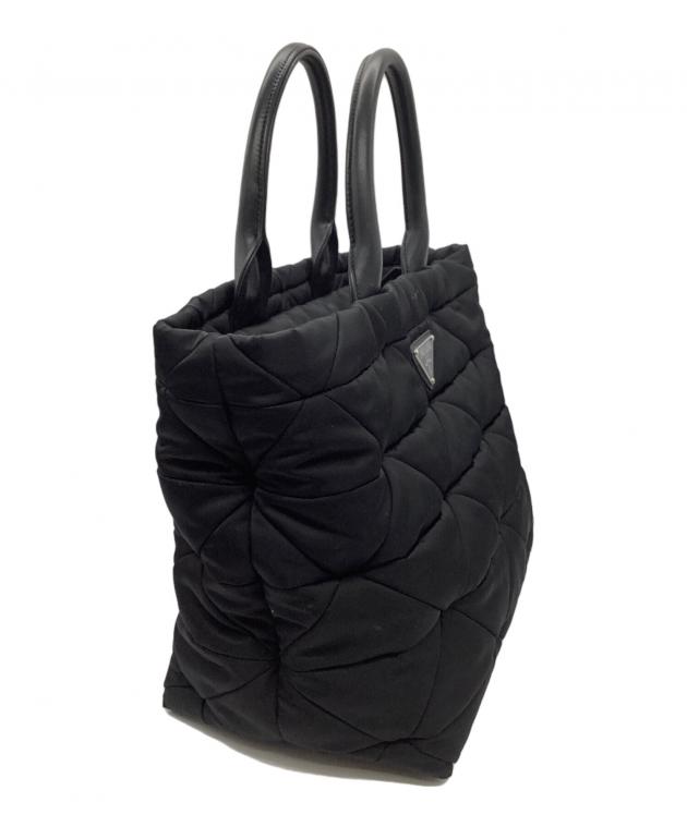 PRADA プラダ バッグ Re-Nylon ミディアム パデッドトートバッグ ブラック ﾊﾞｯｸﾞ 1BG436 ショルダーバッグ
 ナイロン ブラック レディース【中古】 PRADA（プラダ） ミディアム パデッド Re-Nylon x レザー トートバッグ