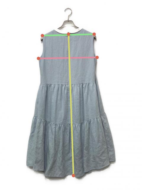 中古・古着通販】Rene (ルネ) ノースリーブワンピース ブルー×ホワイト