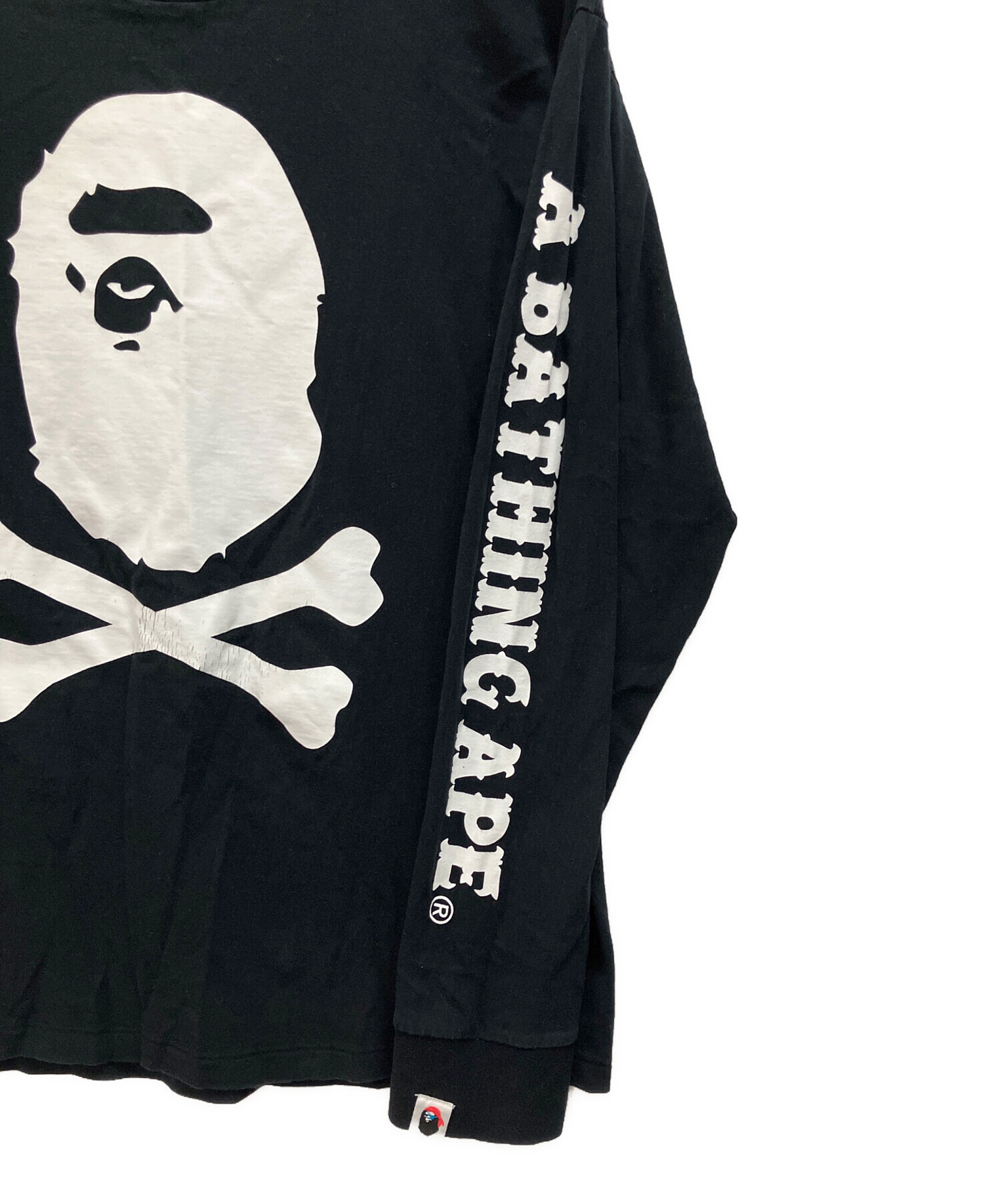 【レア古着】アベイシングエイプ 初期 デカロゴ 長袖 ニット Mサイズ ブラック 中古・古着通販】A BATHING APE (アベイシングエイプ) 長袖カットソー