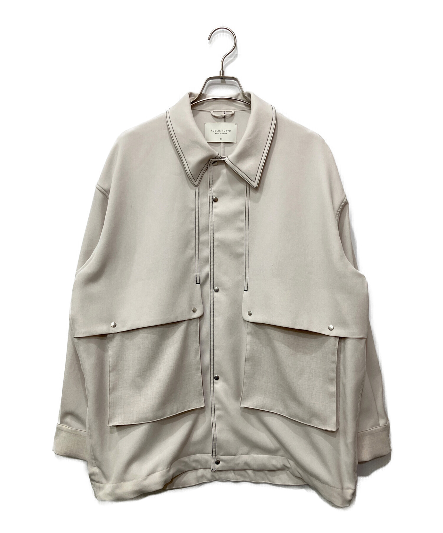 【新品タグ付き】パブリックトウキョウ　ストライプ 長袖シャツ ベージュ 中古・古着通販】PUBLIC TOKYO (パブリックトウキョウ) 長袖シャツ