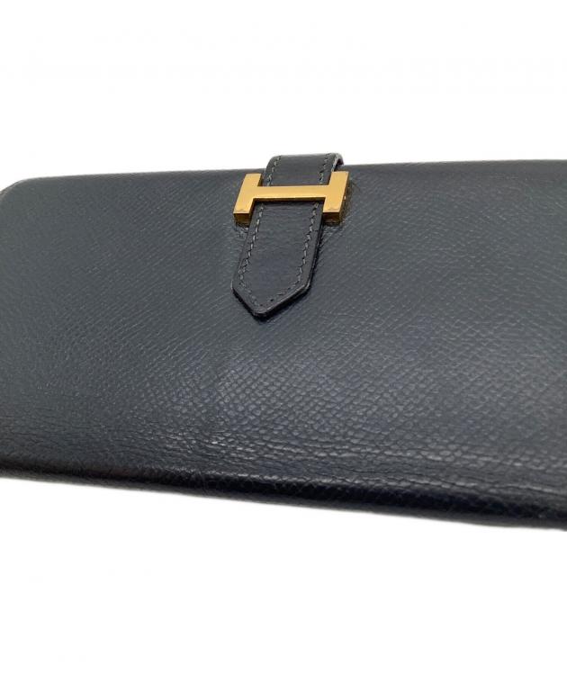 中古・古着通販】HERMES (エルメス) ベアン 長財布 ネイビー｜ブランド