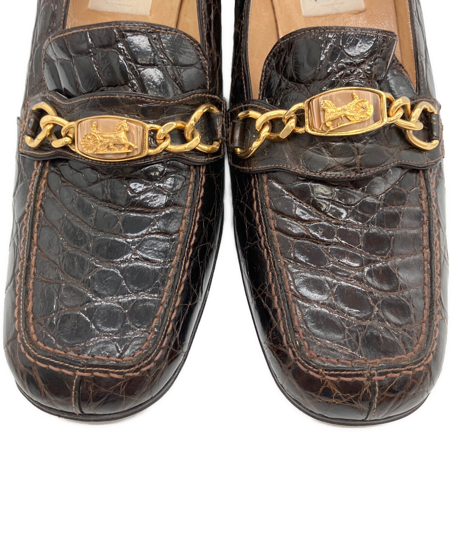 CELINE トリオンフ ローファー ブラウン 38.5 使用わずか 中古・古着通販】CELINE (セリーヌ) ビットヒールローファー ブラウン