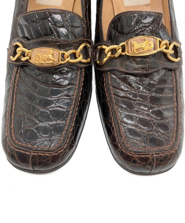 中古・古着通販】CELINE (セリーヌ) ビットヒールローファー ブラウン