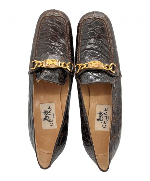 中古・古着通販】CELINE (セリーヌ) ビットヒールローファー ブラウン