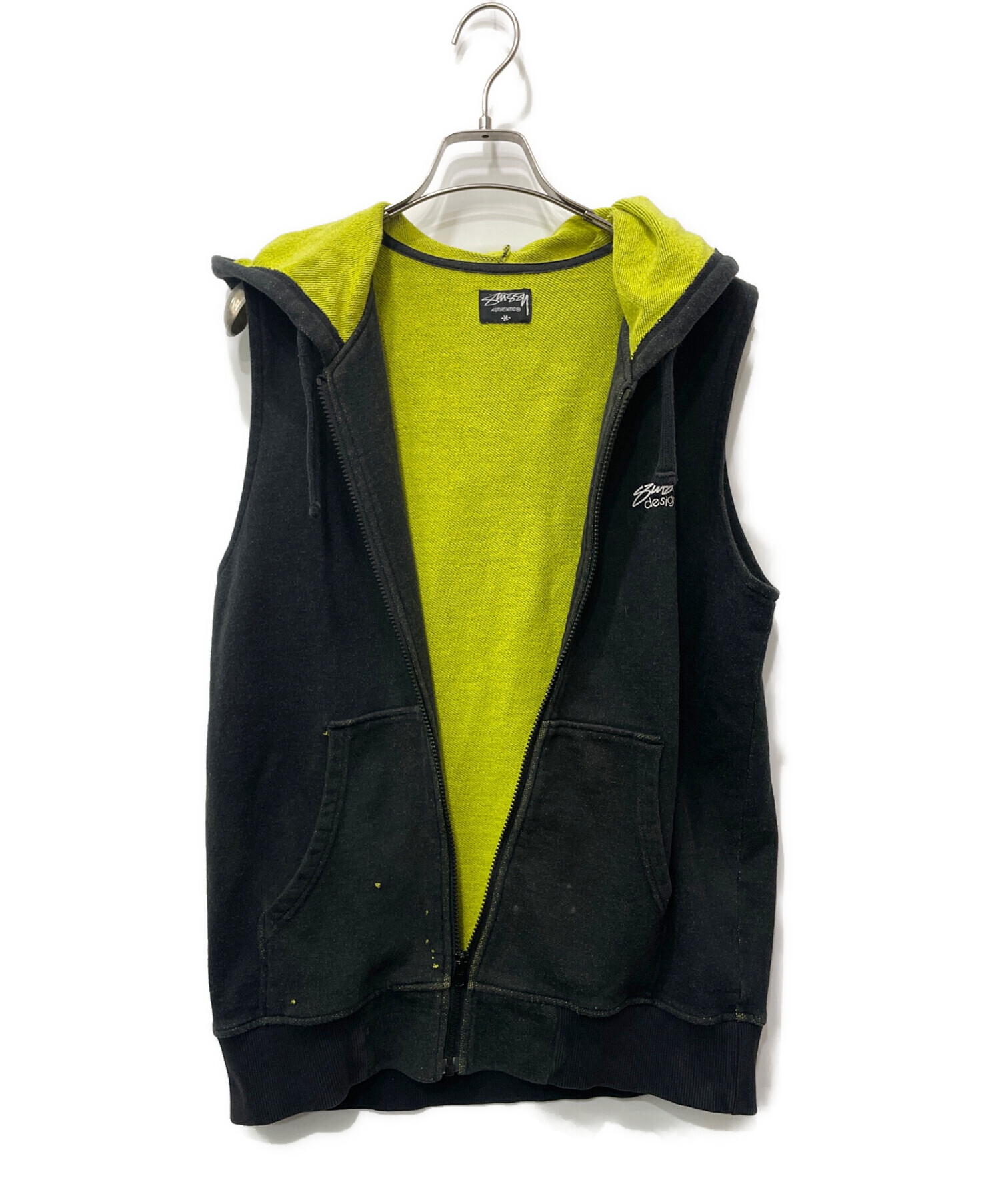中古・古着通販】stussy (ステューシー) ベスト ブラック×グリーン