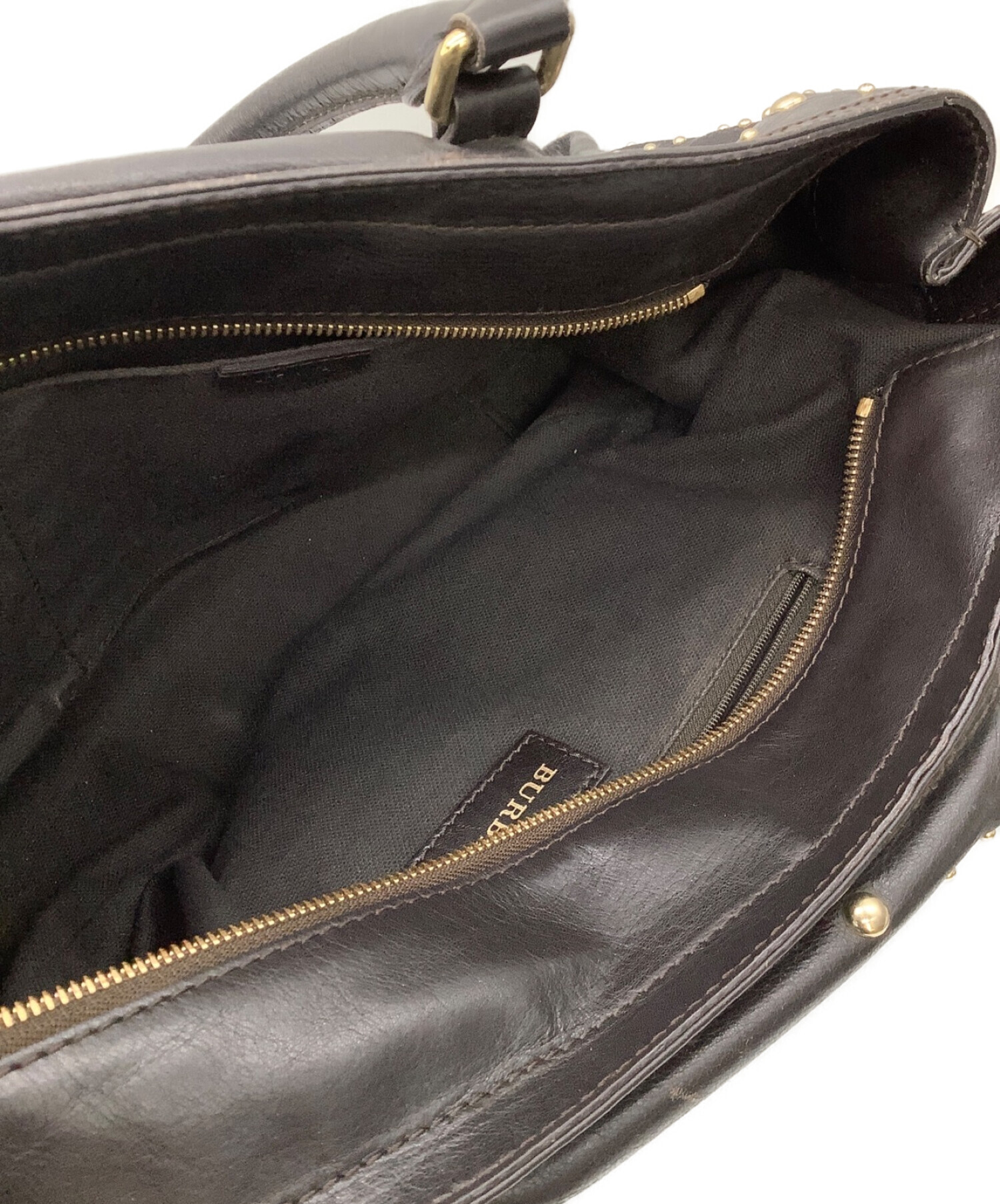 中古・古着通販】BURBERRY (バーバリー) スタッズレザーハンドバッグ