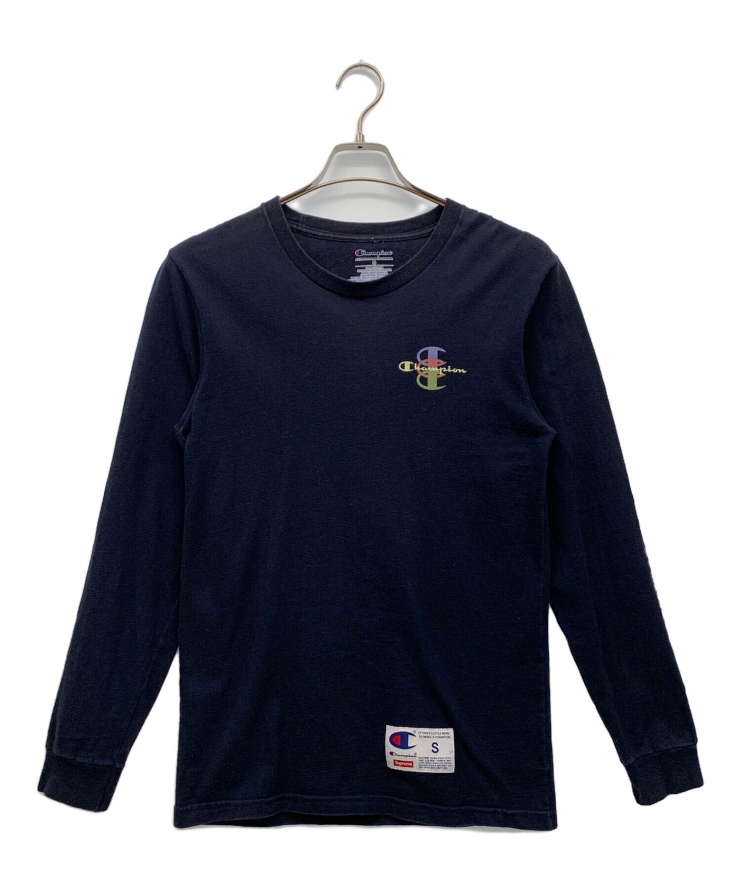 Supreme ネイビー 長袖 Tシャツ M　ロゴtシャツ　ロンt 中古・古着通販】Champion (チャンピオン) Supreme (シュプリーム