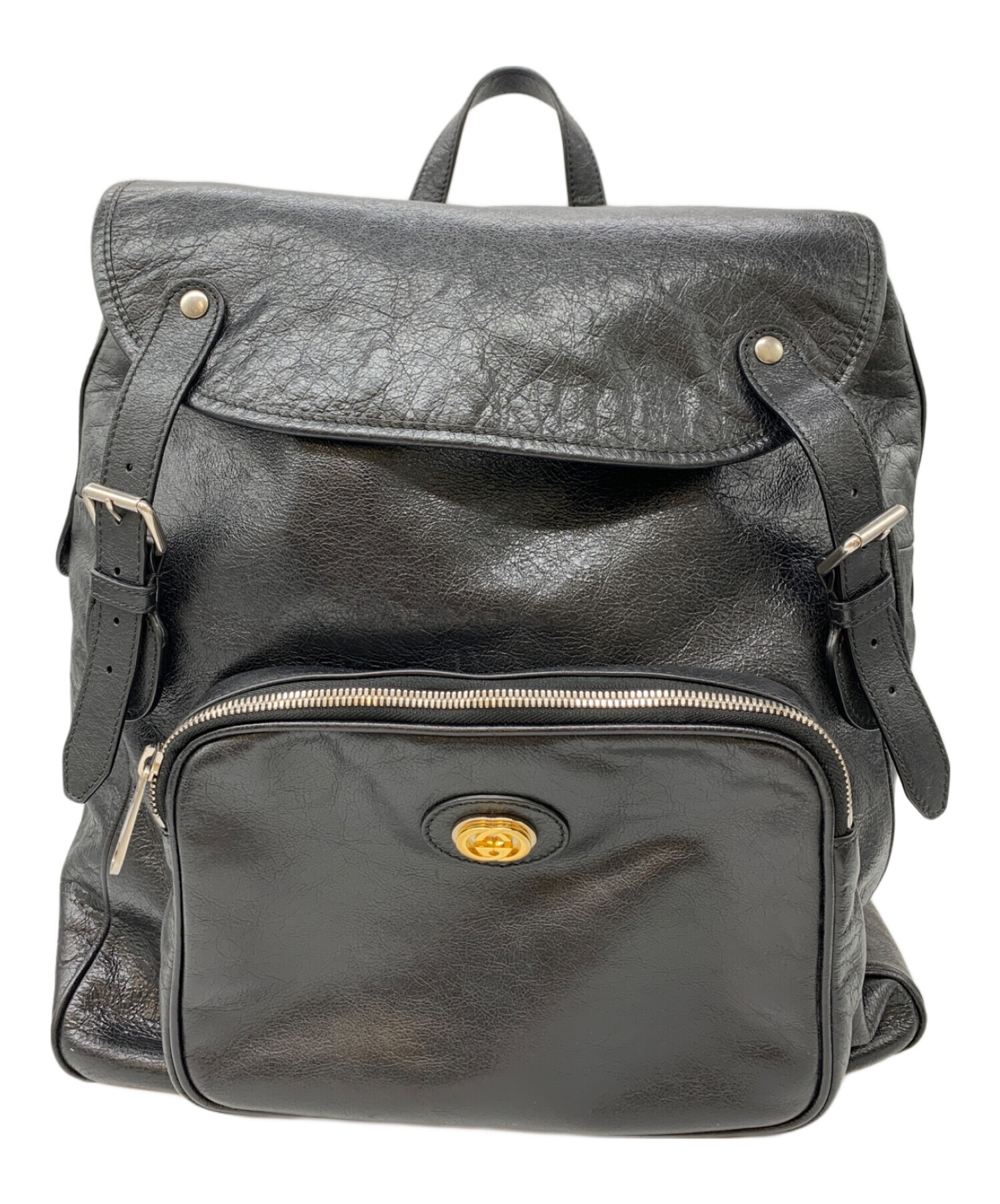 中古・古着通販】GUCCI (グッチ) レザーリュック ブラック｜ブランド 
