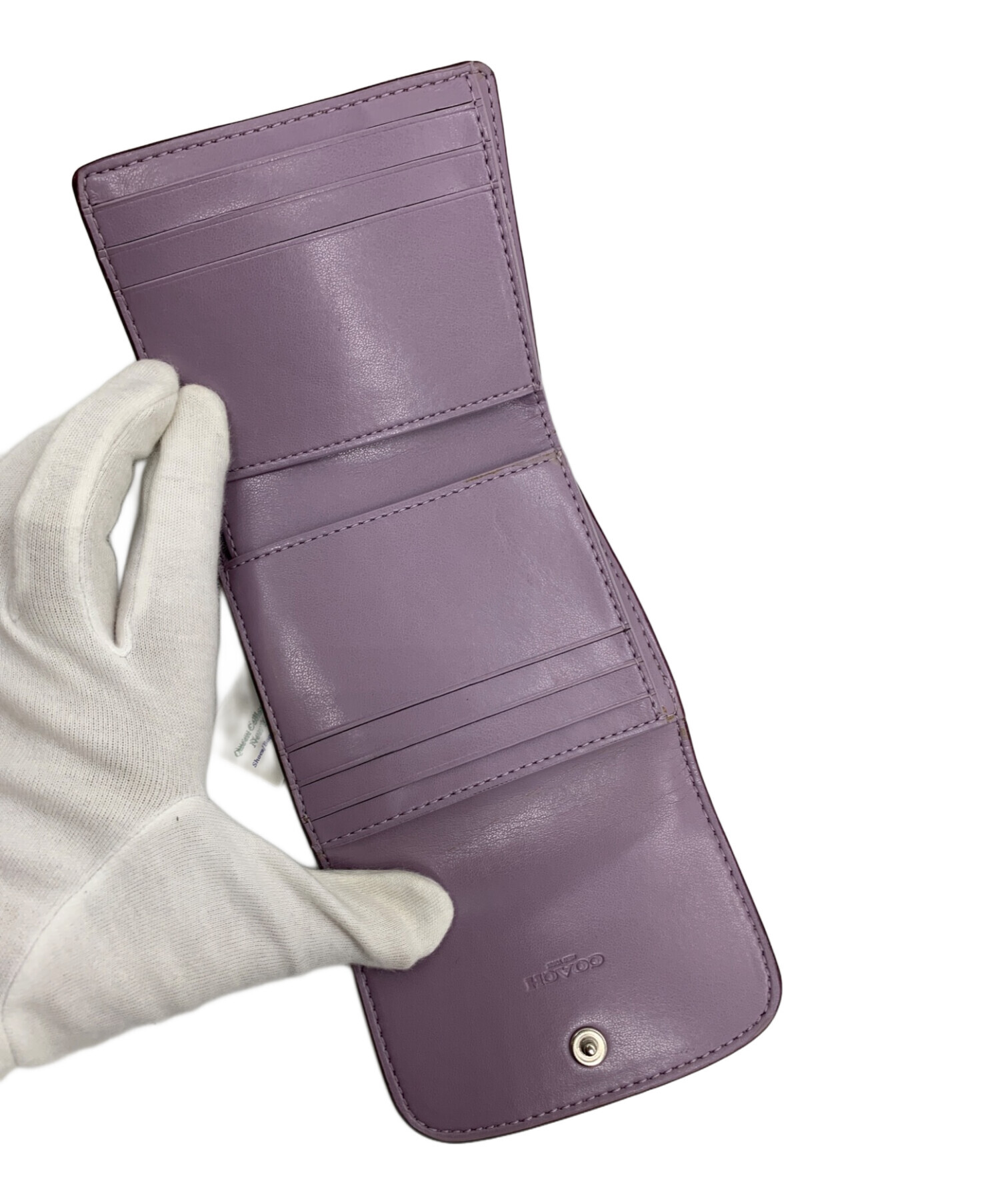 中古・古着通販】COACH (コーチ) 3つ折り財布 ラベンダー×ベージュ