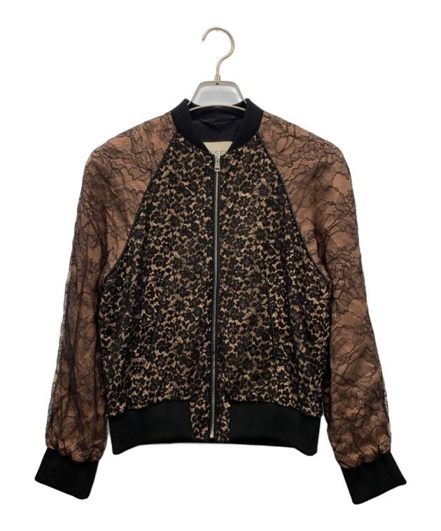 GUCCI グッチ レディース ブルゾン ジャケット サイズ40 Mサイズ 黒 中古・古着通販】GUCCI (グッチ) レースブルゾンジャケット ブラック
