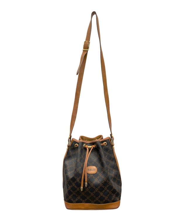 バリー　巾着型　ショルダーバッグ BALLY バリー 巾着ショルダーバッグ ブラウン/イエロー レザー