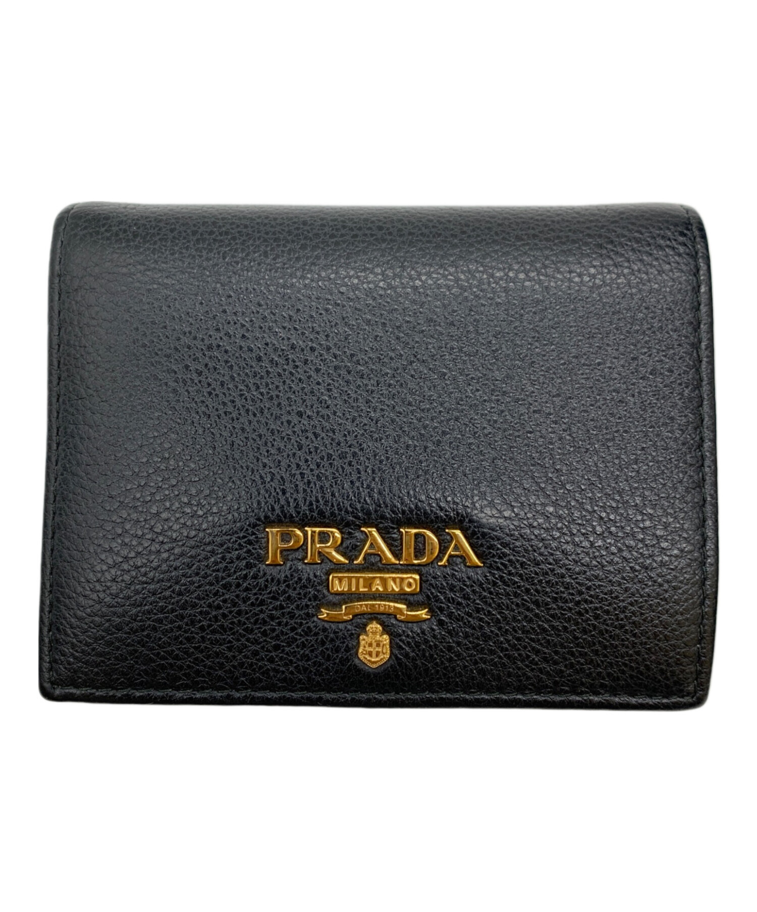 PRADA ブラック 二つ折り財布 PRADA プラダ サフィアーノ マルチ 二
