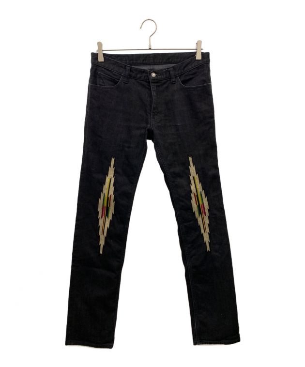 本日限定　NUMBER (N)INE 刺繍入り デニムパンツ オルテガ ブラック 中古・古着通販】NUMBER (N)INE (ナンバーナイン) オルテガデニム