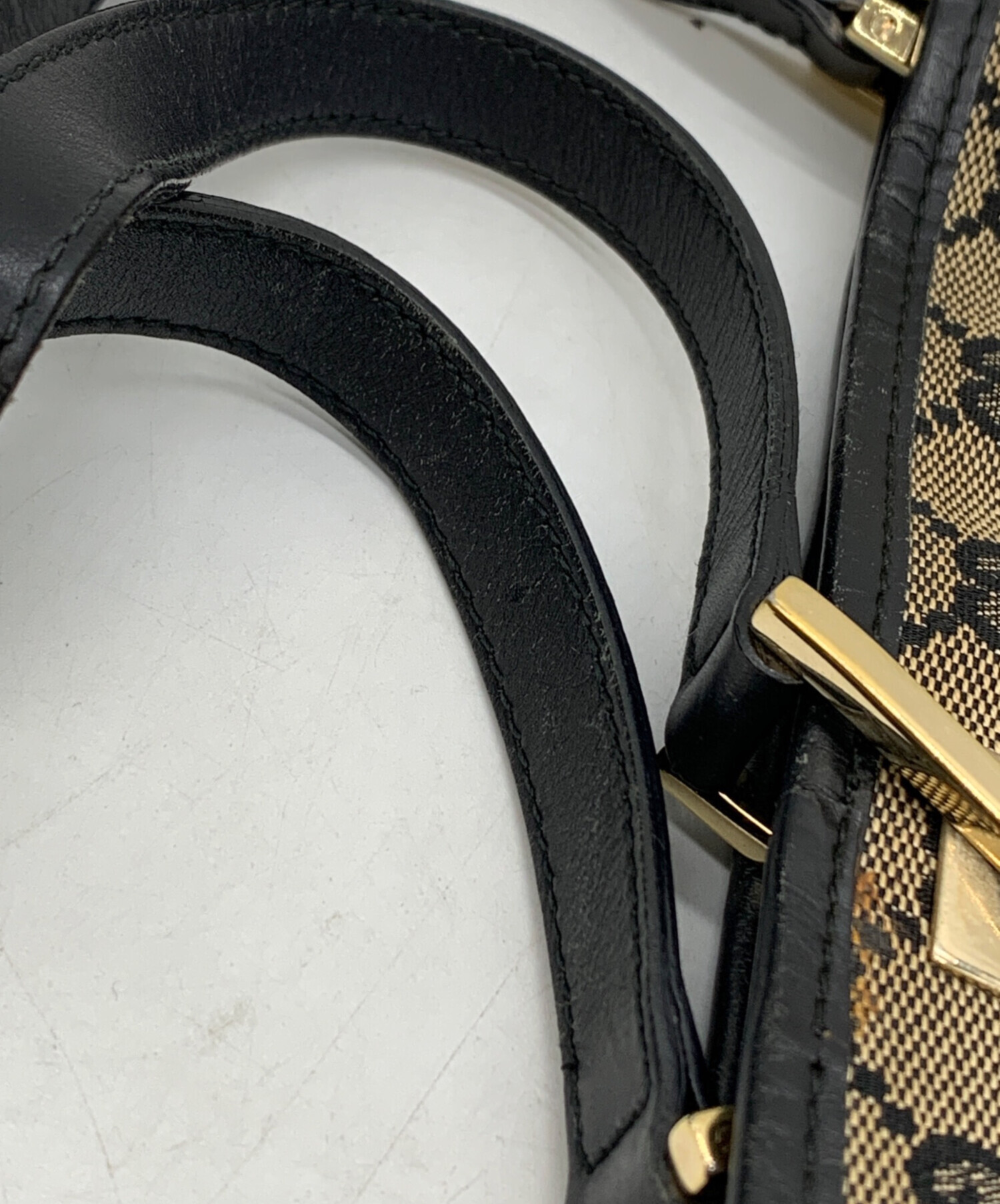 中古・古着通販】GUCCI (グッチ) ハンドバッグ ブラック×ベージュ