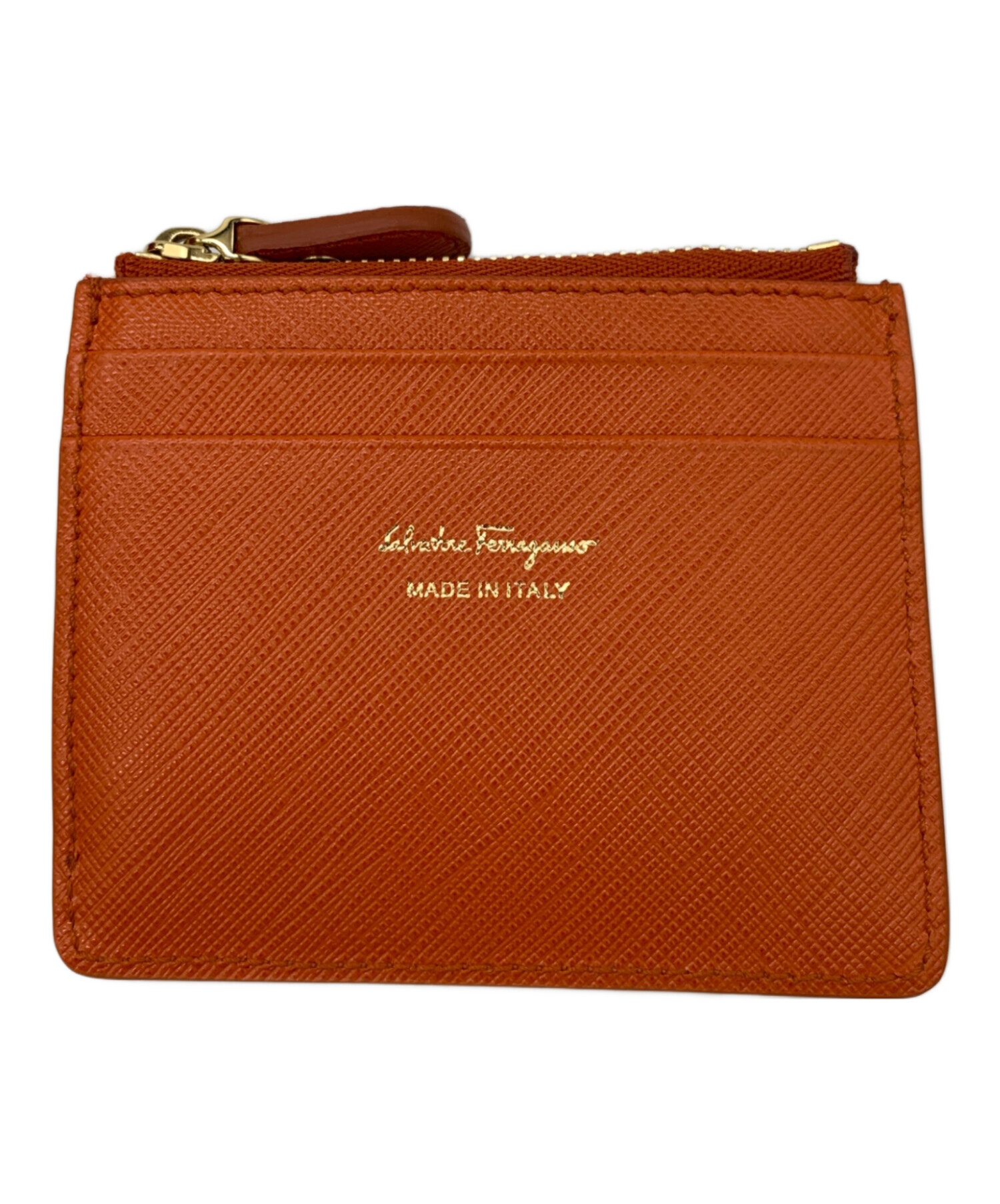 オレンジ レザー 名刺入れ フェラガモ