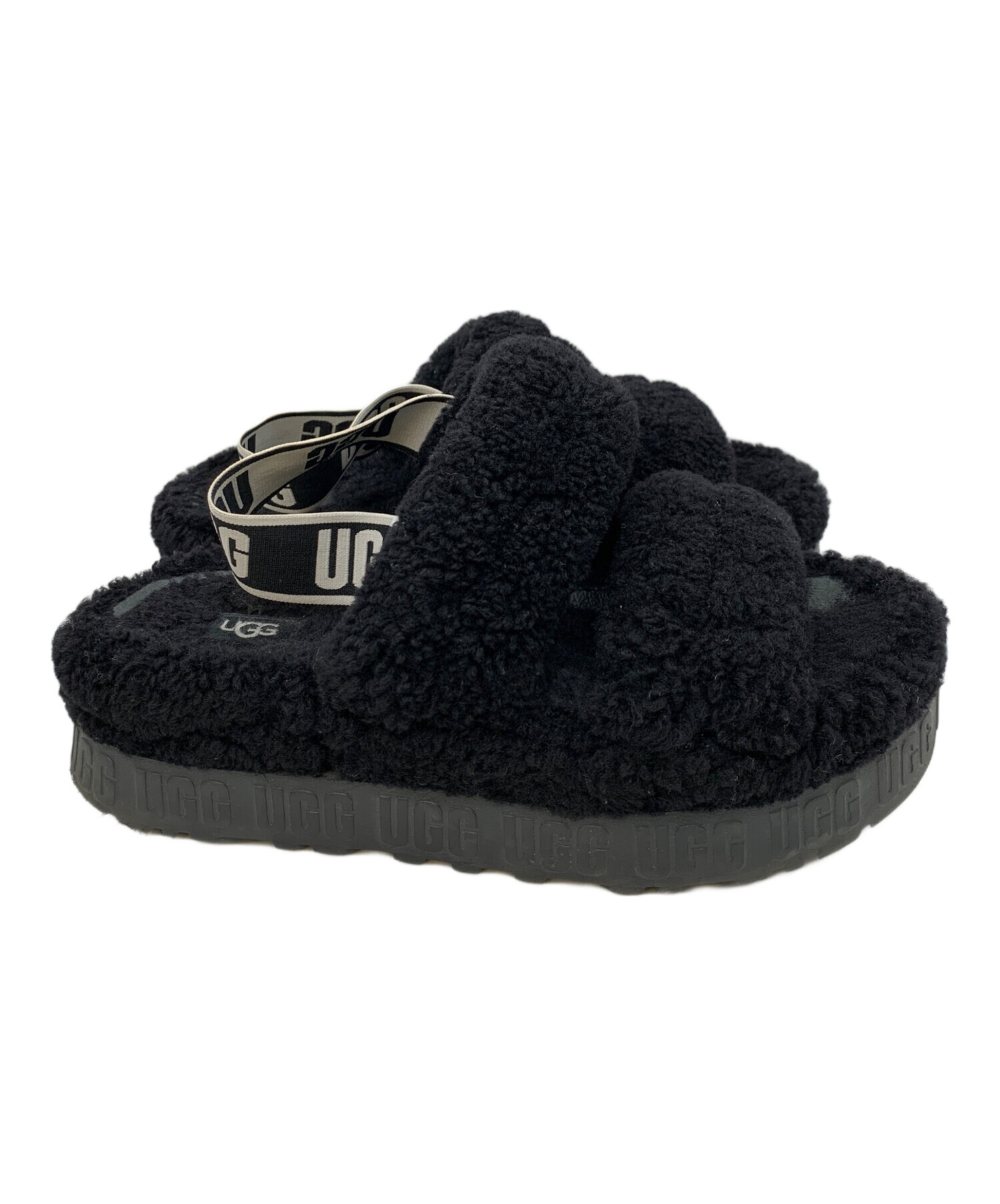 ugg　サンダル　ボア 中古・古着通販】UGG (アグ) ボアサンダル ブラック サイズ:25