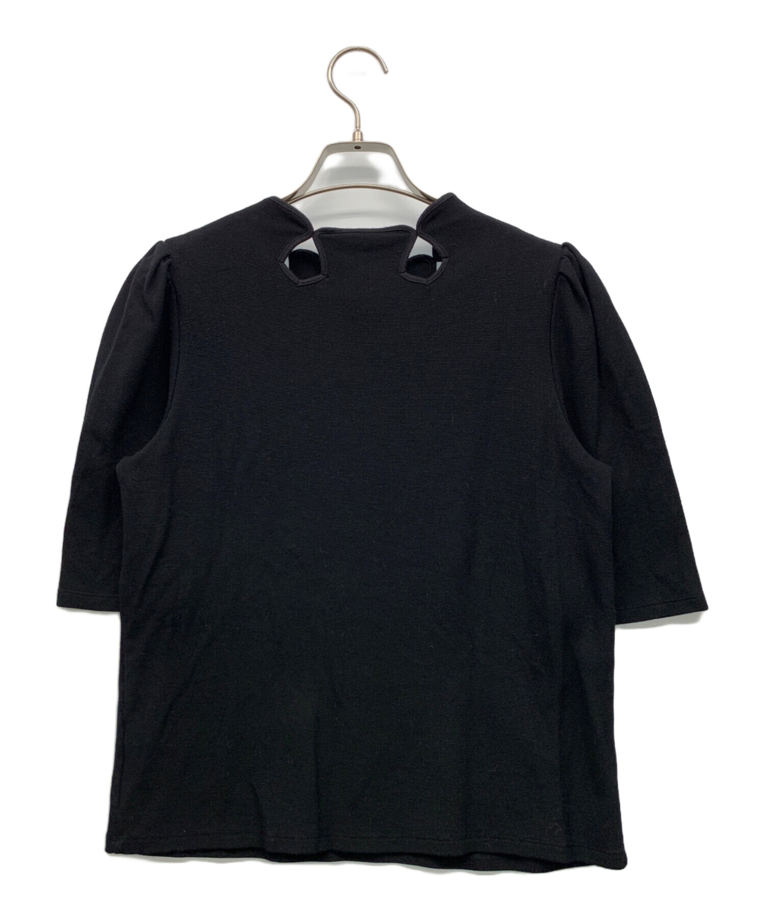 カットソー(長袖/七分) AMERI CROWN WAFFLE TOP 中古・古着通販】AMERI (アメリ) CROWN WAFFLE TOP ブラック サイズ