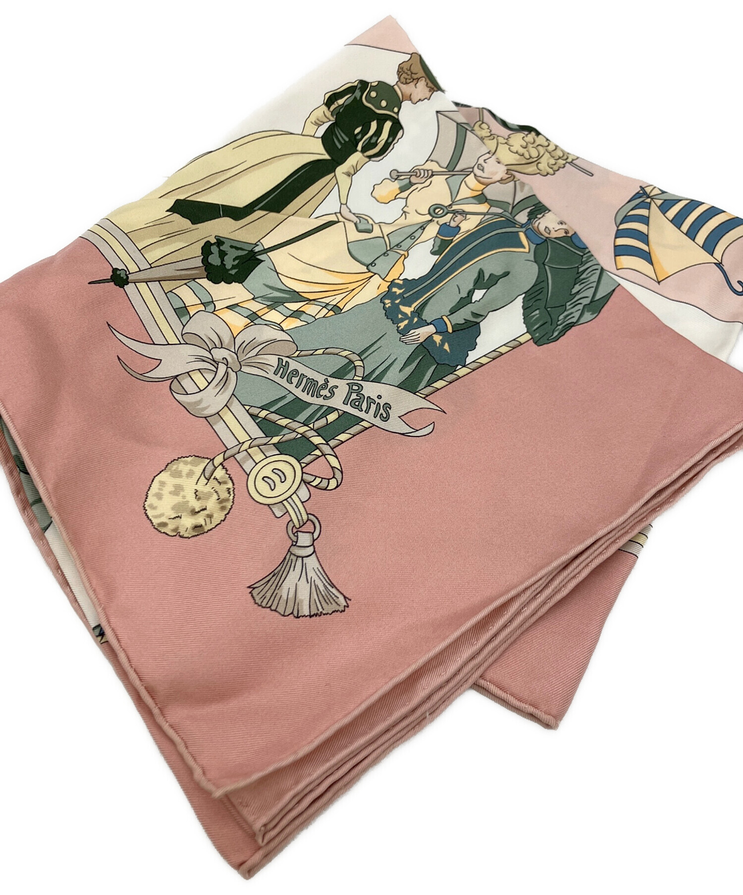 【最終処分SALE】HERMESスカーフ ピンクA-4547 中古・古着通販】HERMES (エルメス) スカーフ ピンク×ホワイト